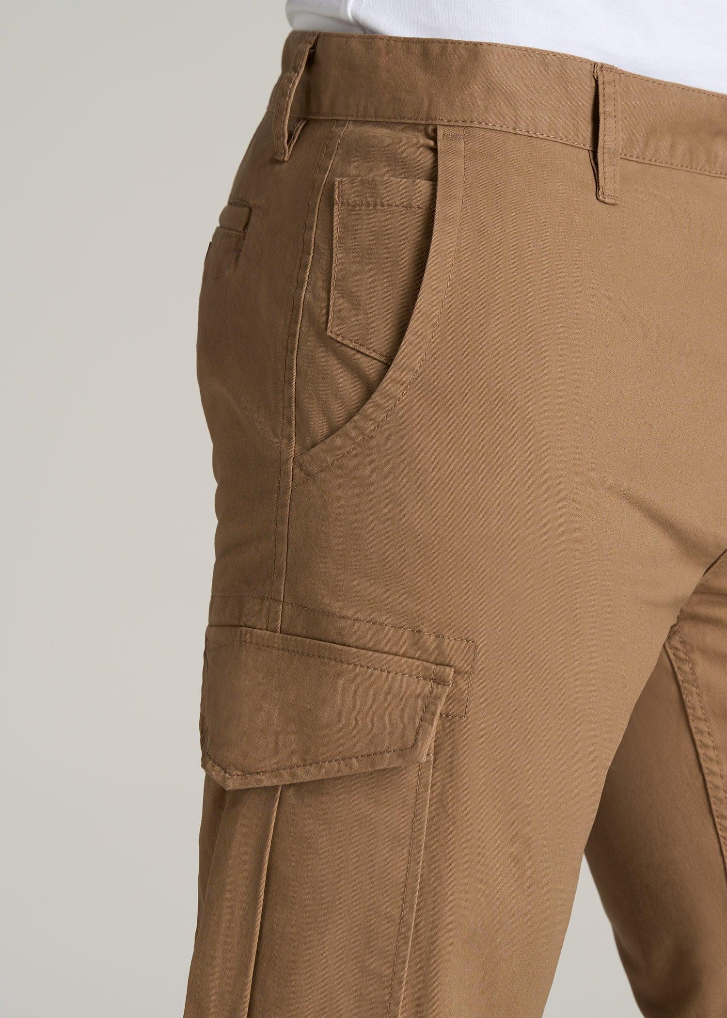 Stretch Twill SLIM-FIT Cargo Pants for Tall Men in Russet Brown Male Product Image