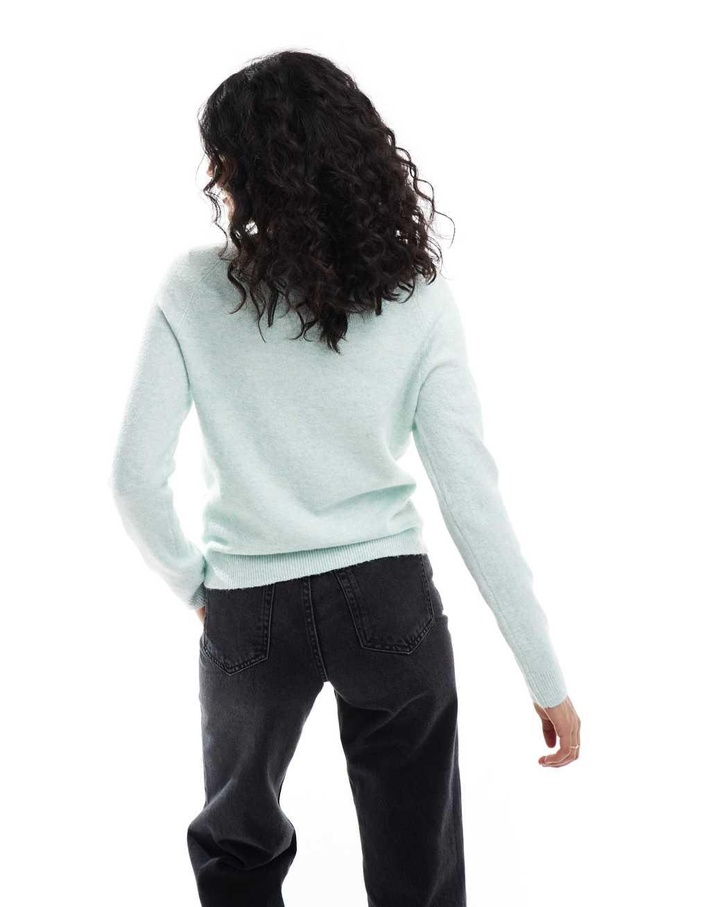 ONLY crew neck sweater in light mint green Product Image