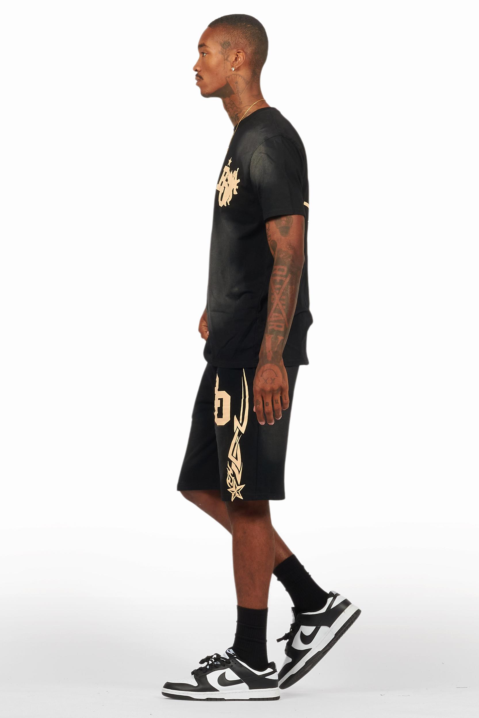 Plutix Black Graphic T-Shirt Short Set Male Product Image