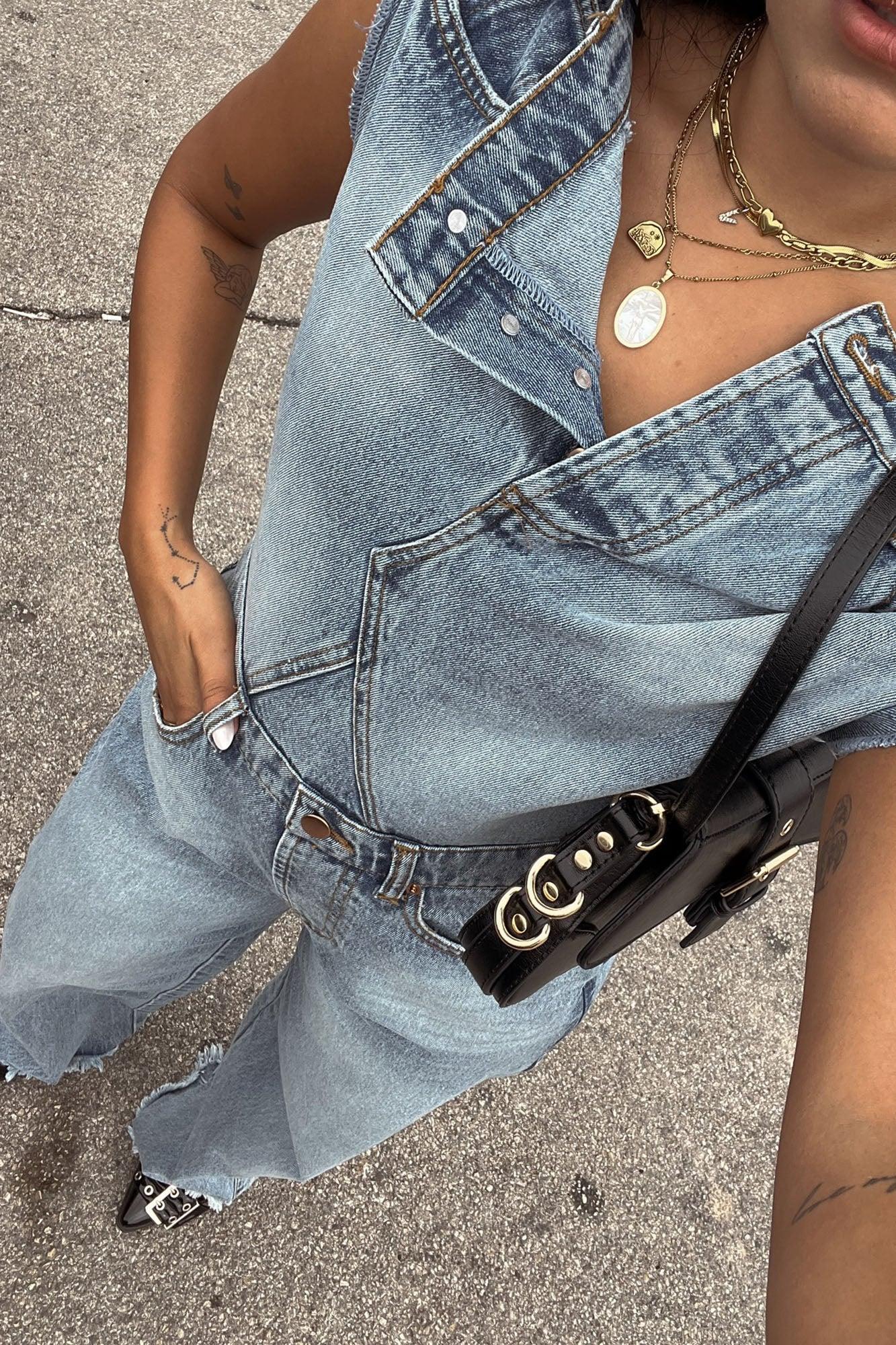 Dakota Denim Jumpsuit - Denim Product Image