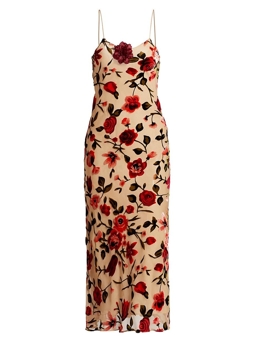Womens Rose Velvet Devor Slip Dress Product Image