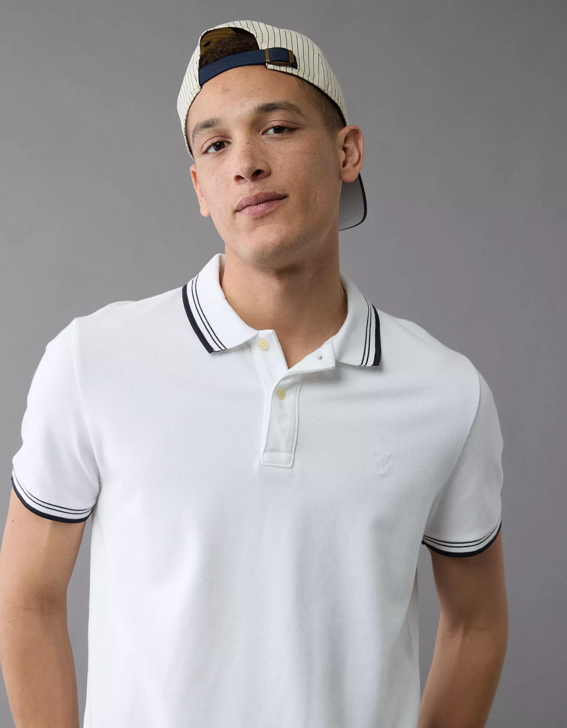 AE Lived-In Stretch Pique Slim Fit Tipped Polo Shirt Product Image