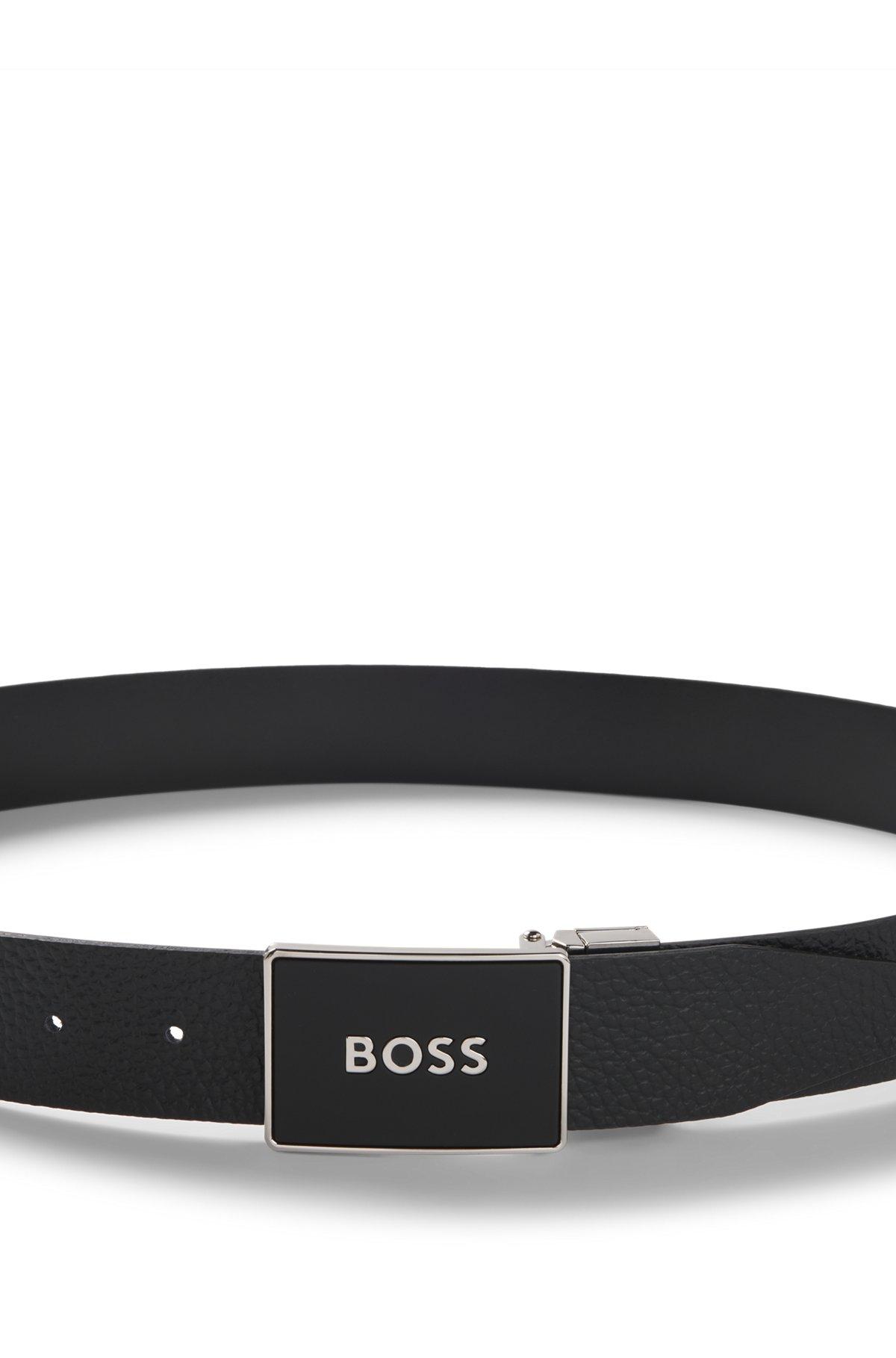 Reversible leather belt with plaque buckle Product Image