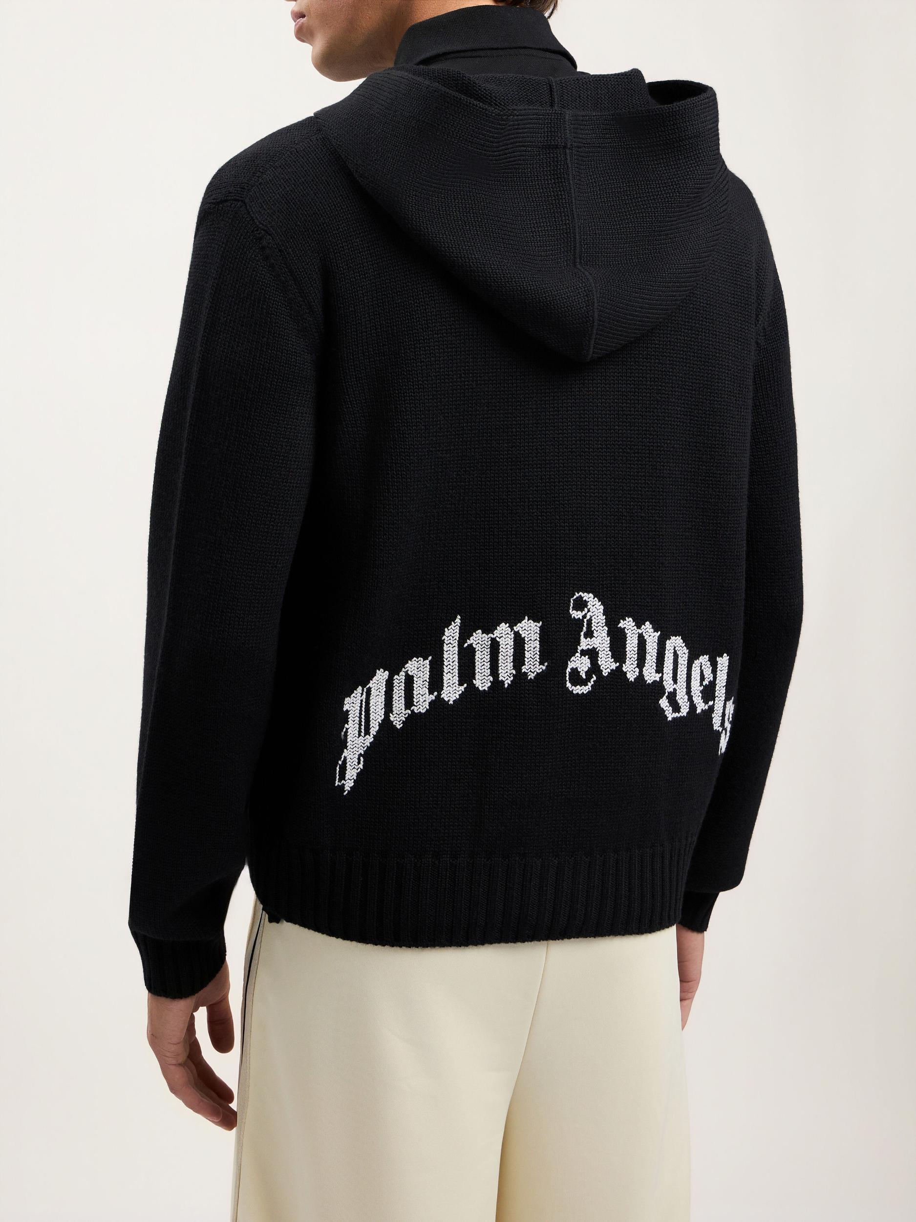 Curved Logo Knit Hoodie Product Image