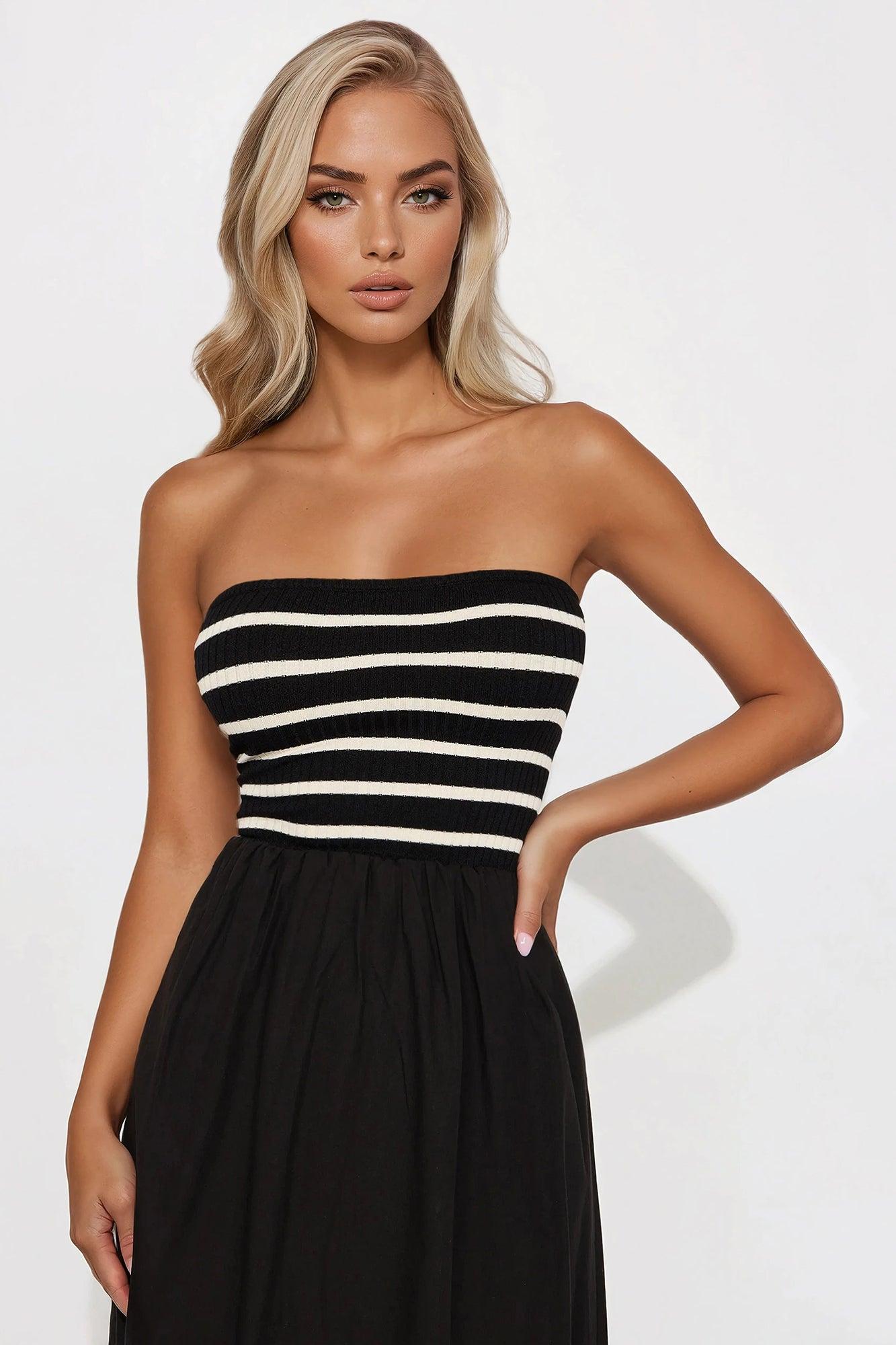 Amber Striped Maxi Dress - Black/combo Product Image