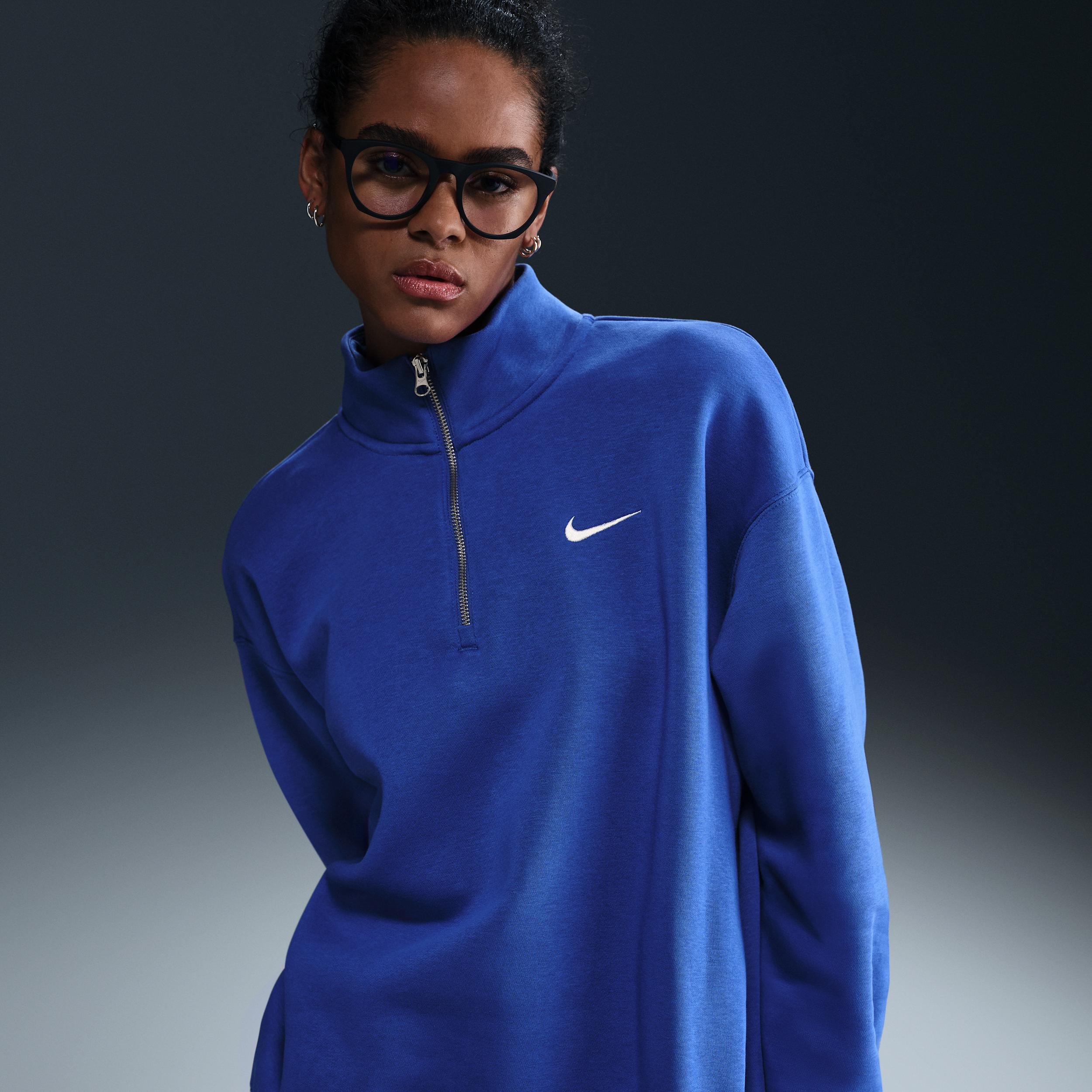 Womens Nike Sportswear Phoenix Fleece Oversized 1/4-Zip Long Sweatshirt | HJ0931-063 Product Image