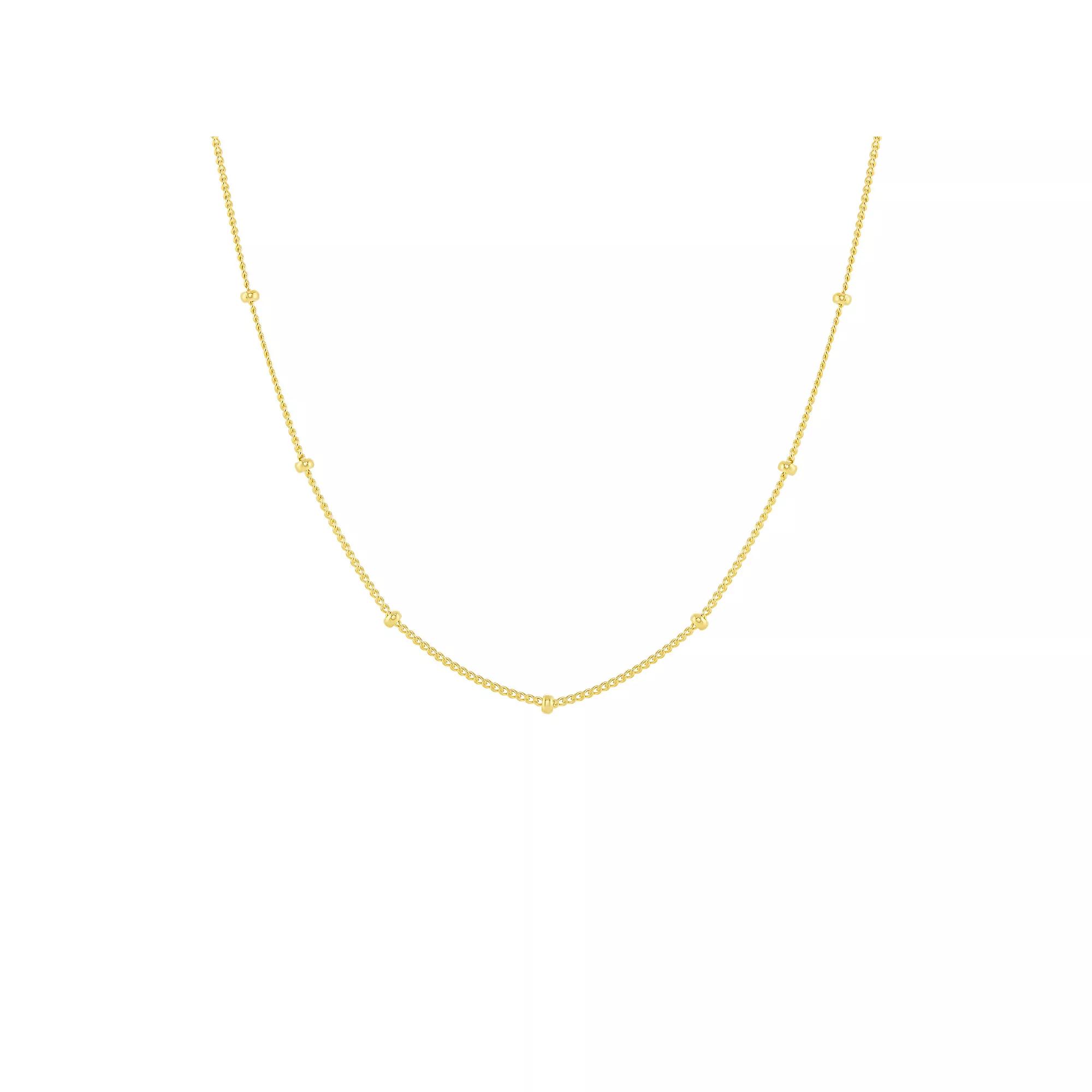 PRIMROSE Sterling Silver Polished Beads Station Curb Chain Necklace, Women's, Size: 20", Gold Tone Product Image