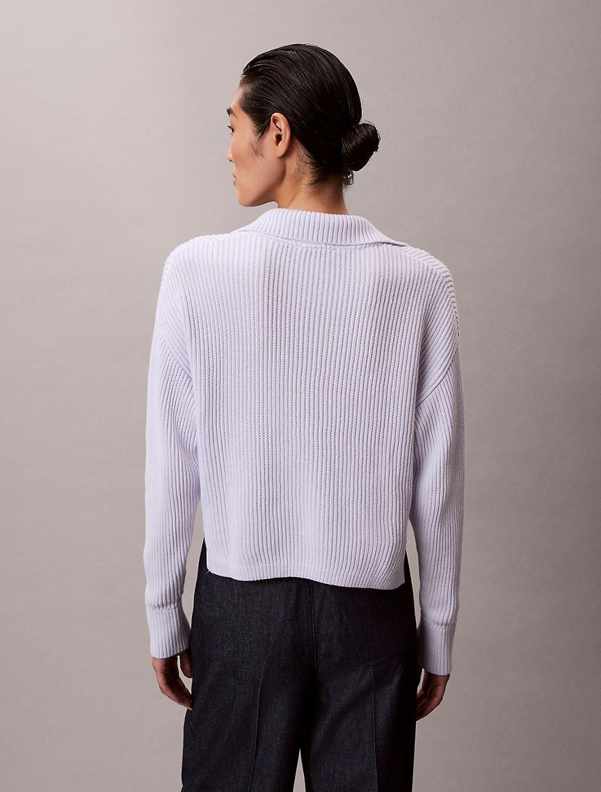 Smooth Cotton Relaxed Polo Sweater Product Image