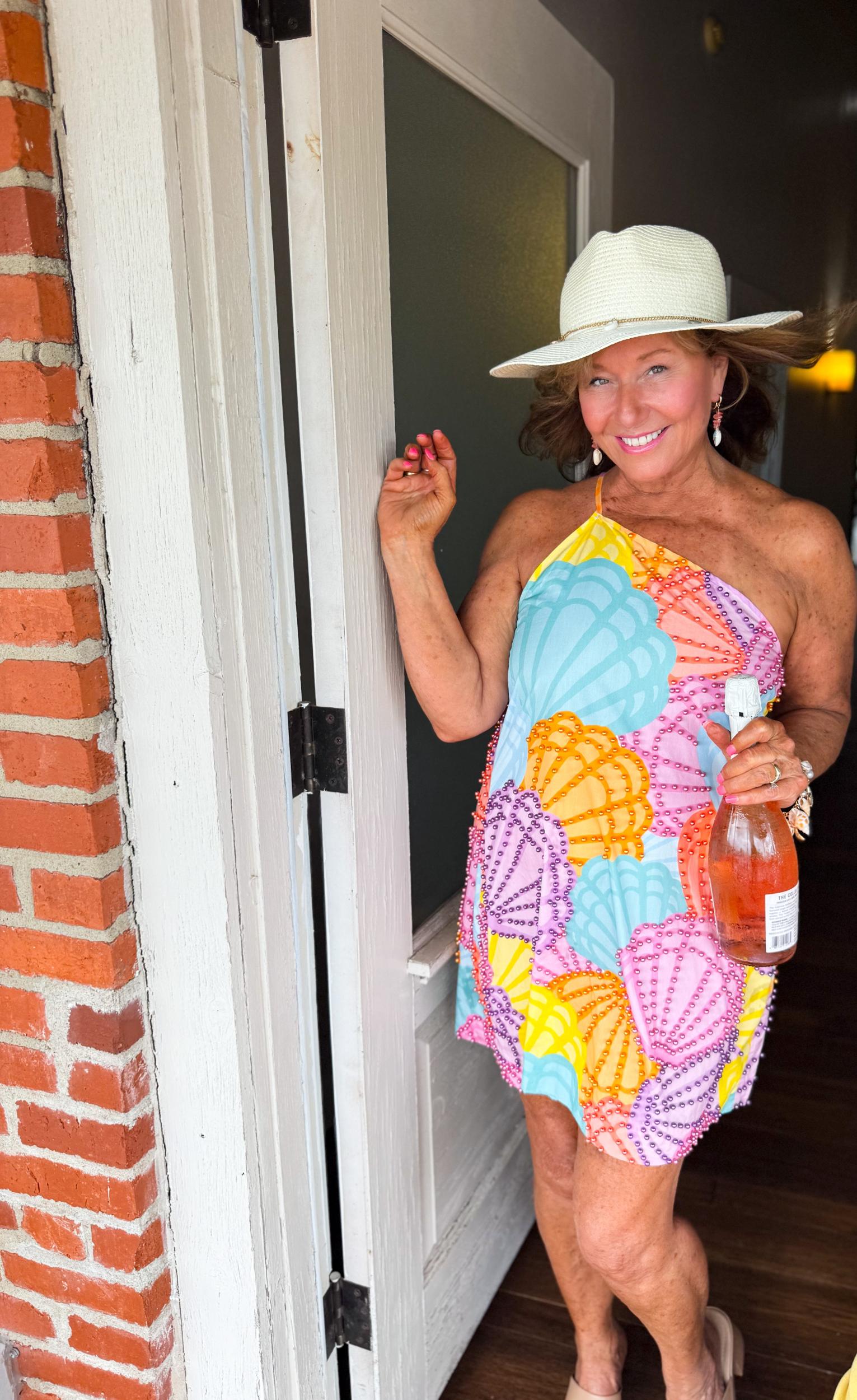 One Shoulder Multi Pearl Shell Dress Product Image