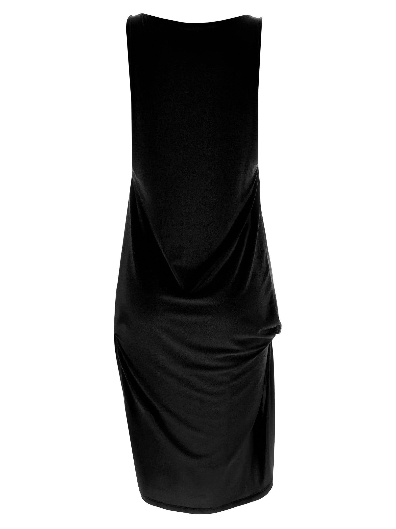 JACQUEMUS Draped Sleeveless Peplum Dress With Asymmetrical Hem In Black Product Image