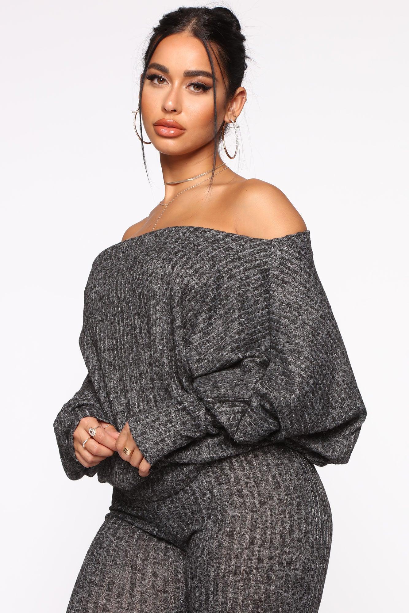 Feeling The Chill Sweater Set - Charcoal Female Product Image