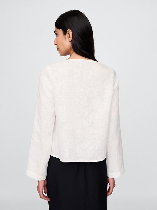 100% Linen Tie-Front Shirt Product Image