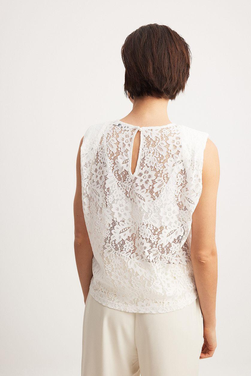 Sharp Shoulder Lace Top Product Image