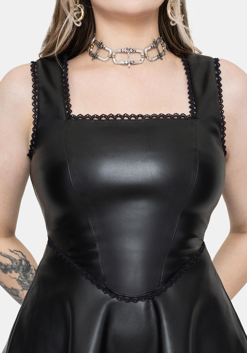 Veluna Corset Waist PU Mini Dress Product Image