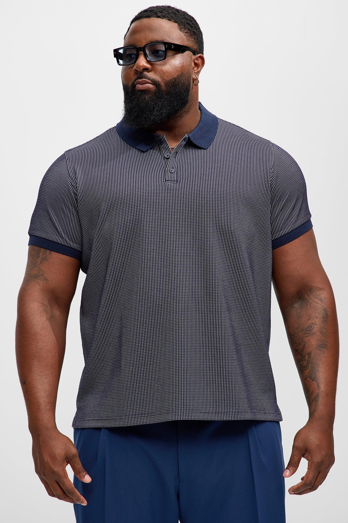 Subtle Waffle Textured Polo - Navy Product Image