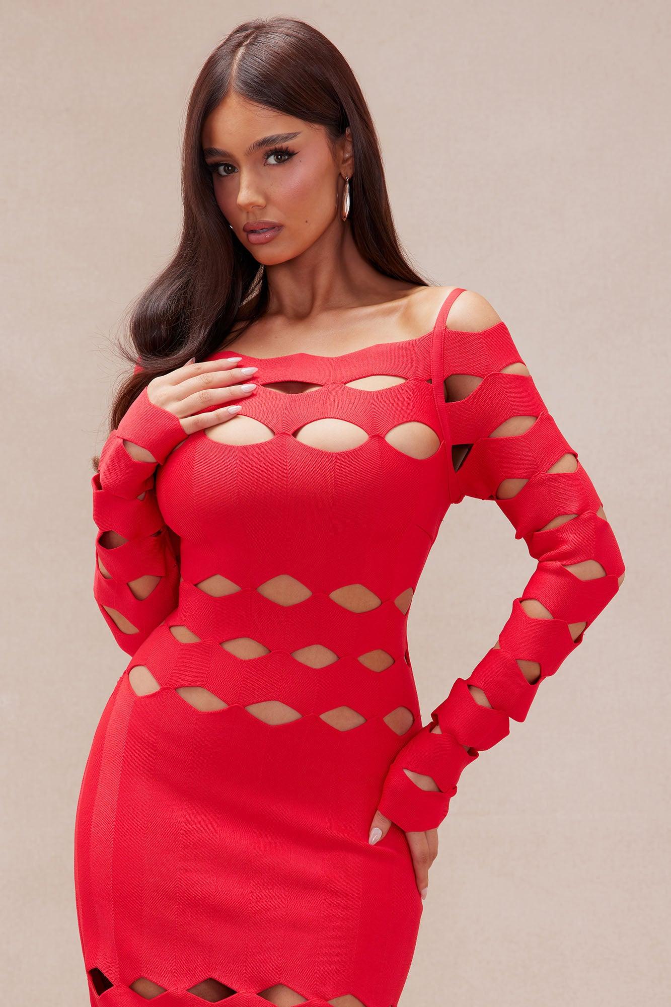 Brittney Bandage Maxi Dress - Red Product Image