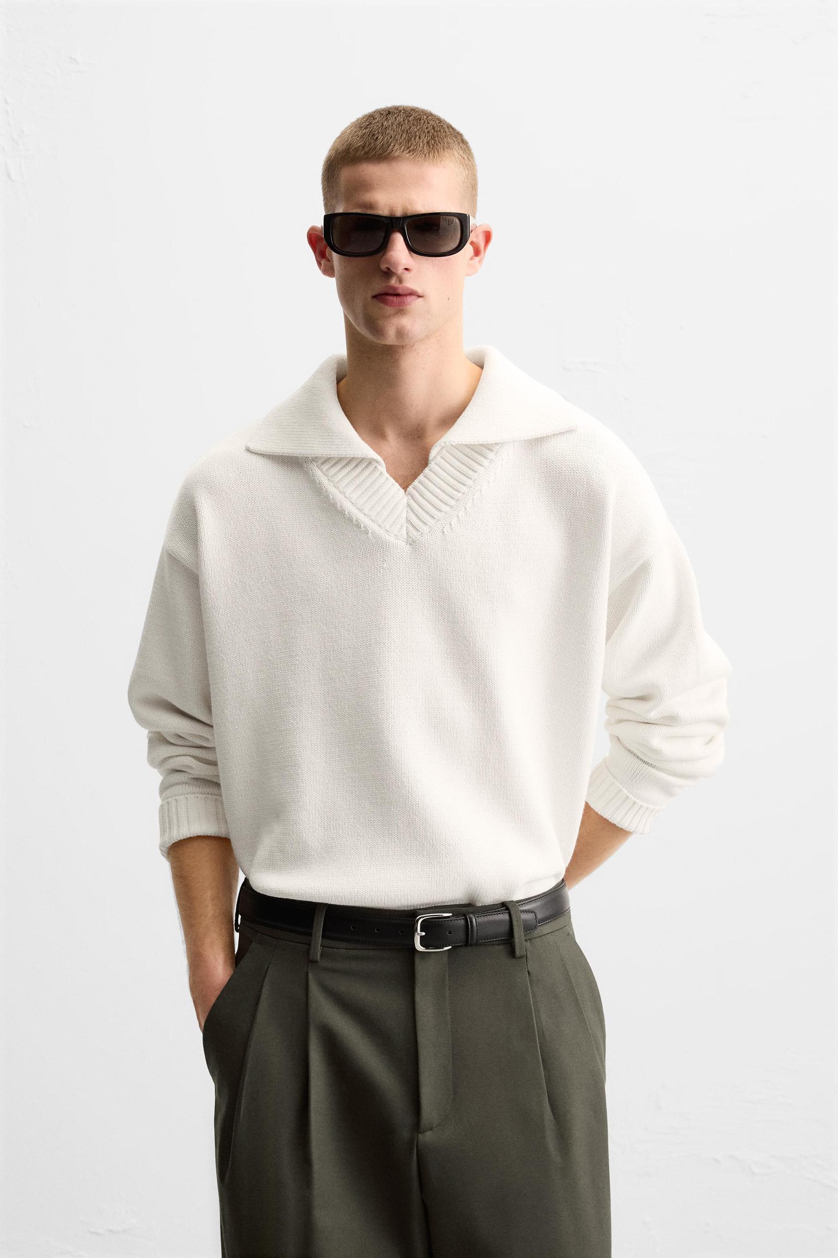 COTTON BLEND KNIT POLO Product Image