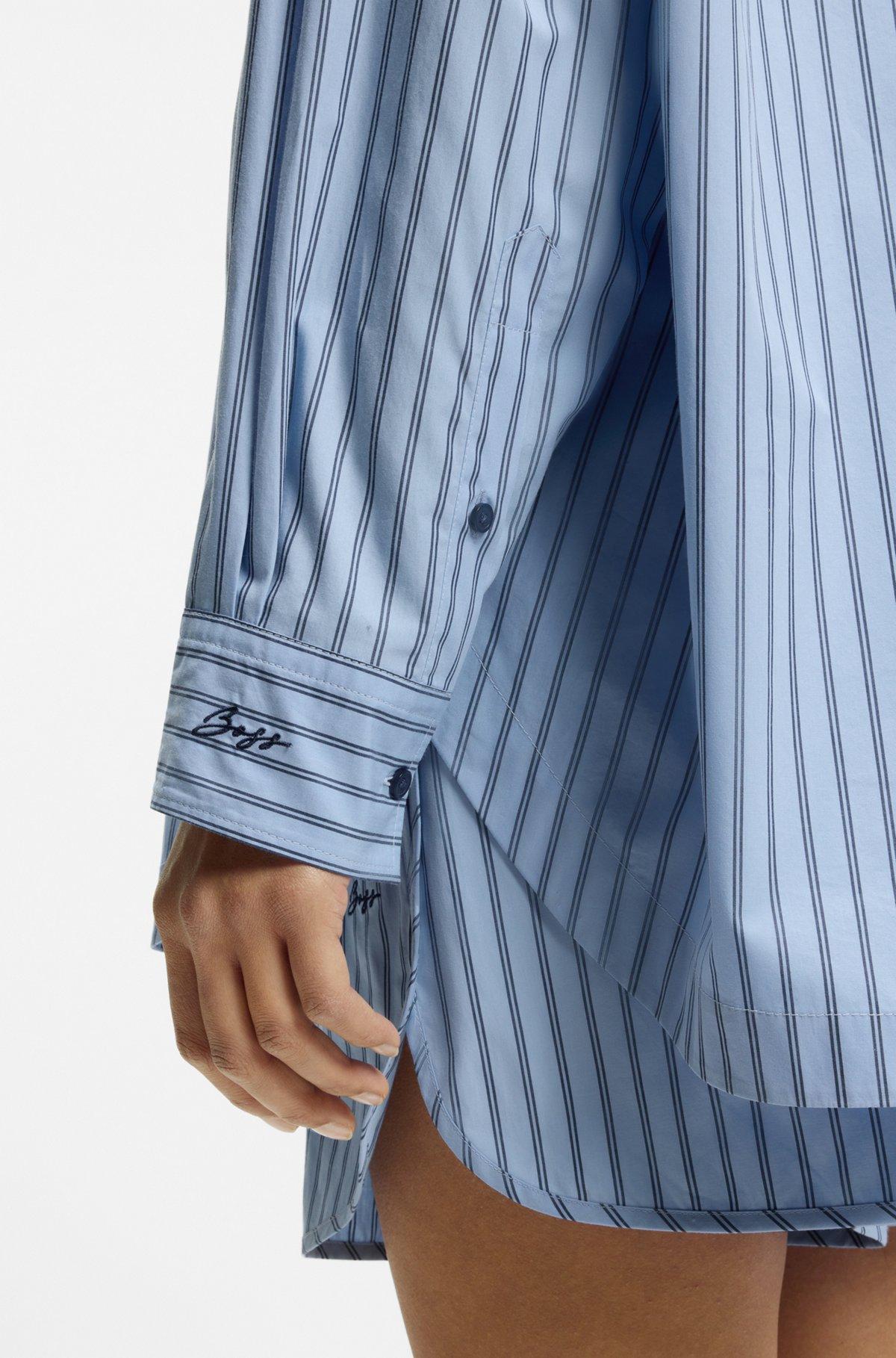 Striped oversized-fit blouse in cotton poplin Product Image