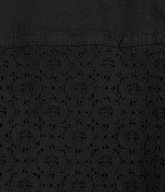 Scully Denim Lace Voile Point Collar Long Sleeve Button Front Jacket Product Image