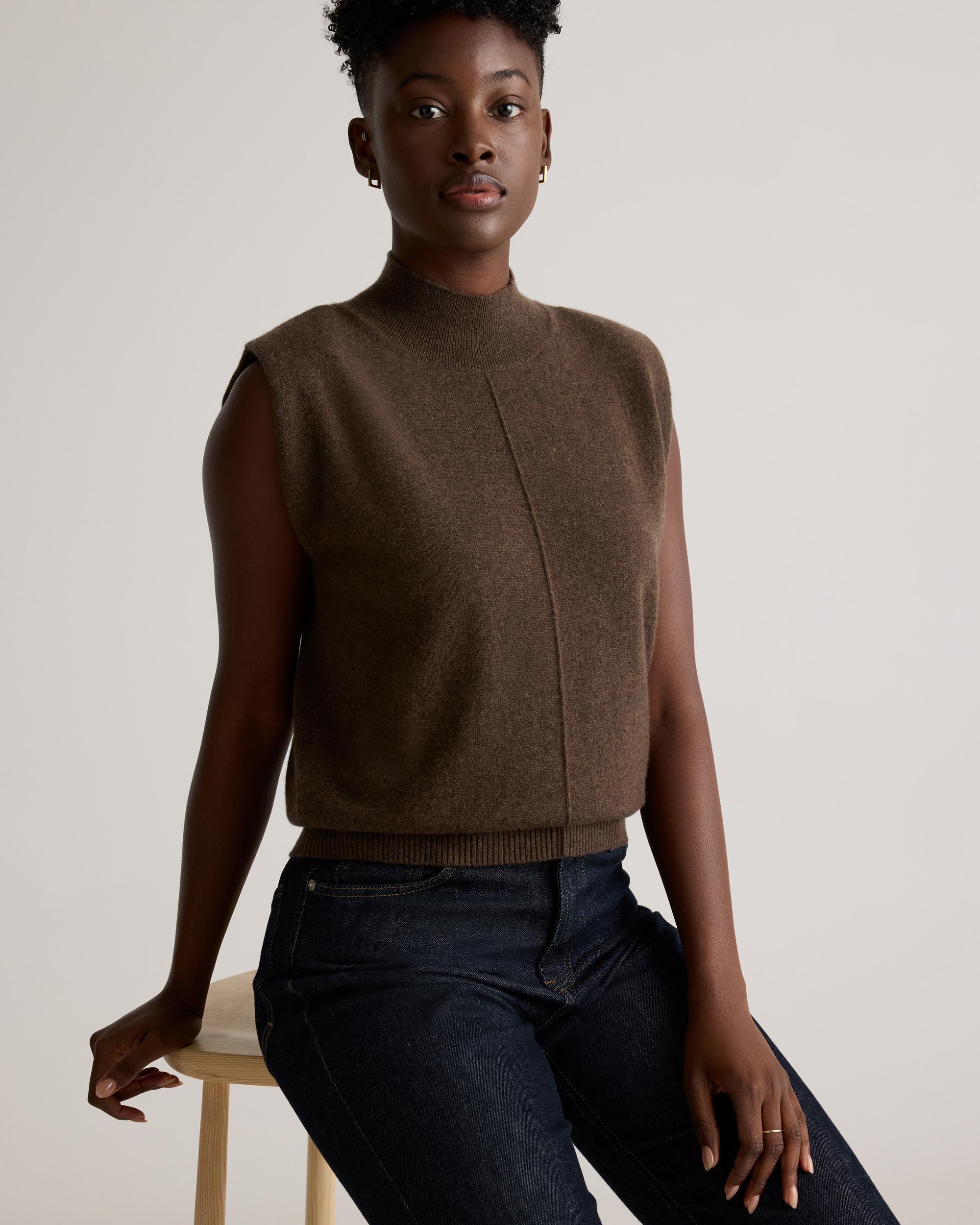 Quince | Women's Mongolian Cashmere Padded-Shoulder Sweater Tank Top Size XL Product Image