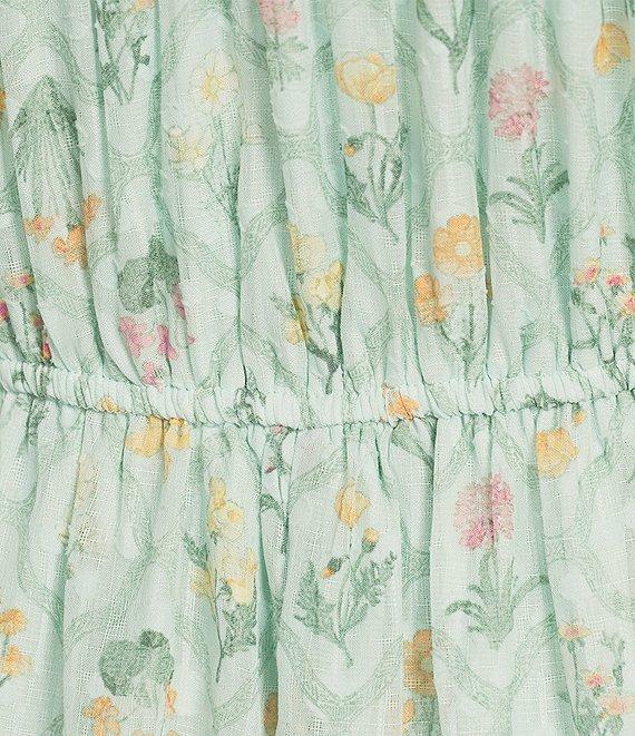 Blu Pepper Floral/Diamond Print Tie Shoulder Square Neck Midi Dress Product Image