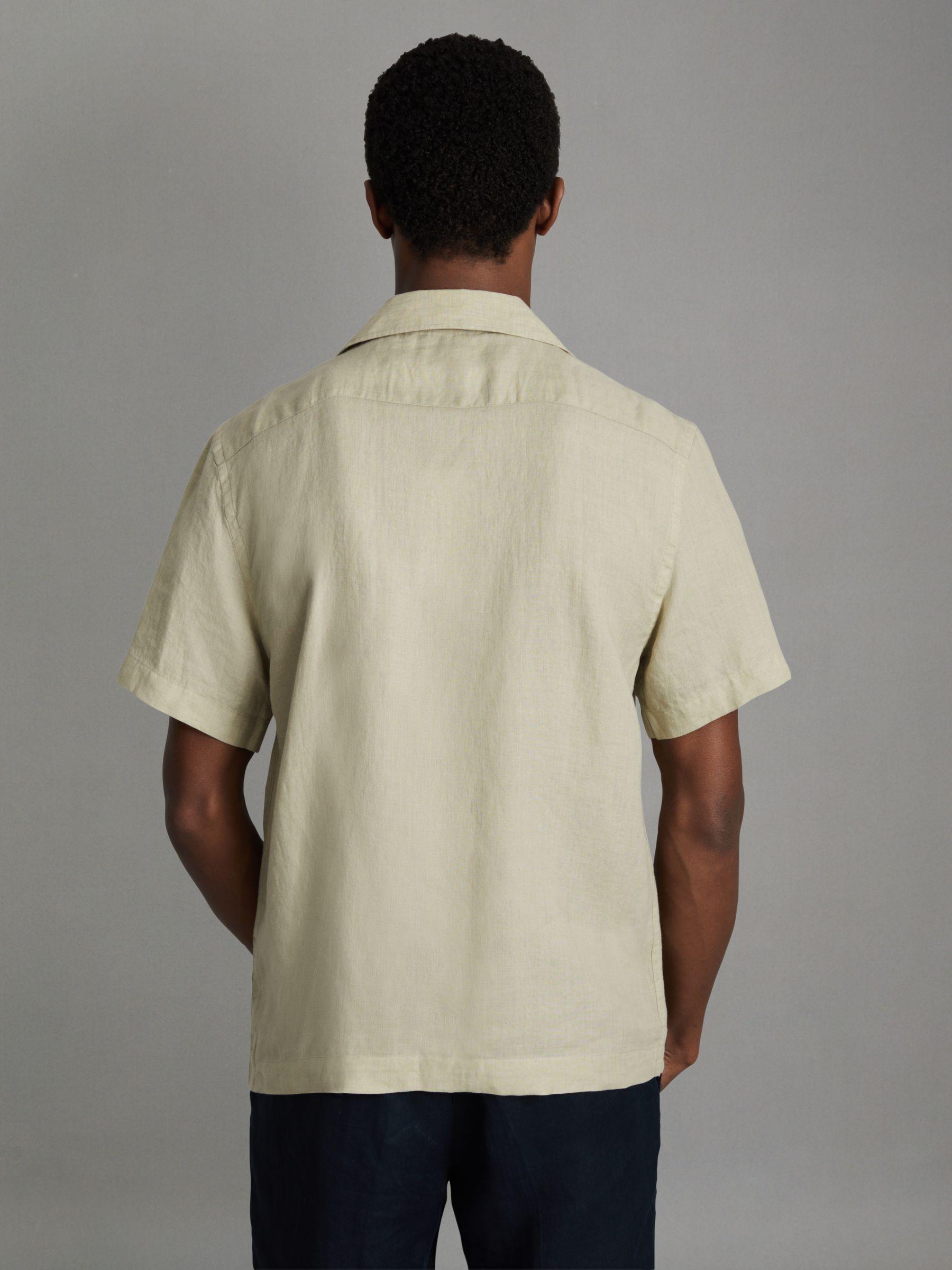 Relaxed Linen Cuban Collar Shirt in Chartreuse Product Image