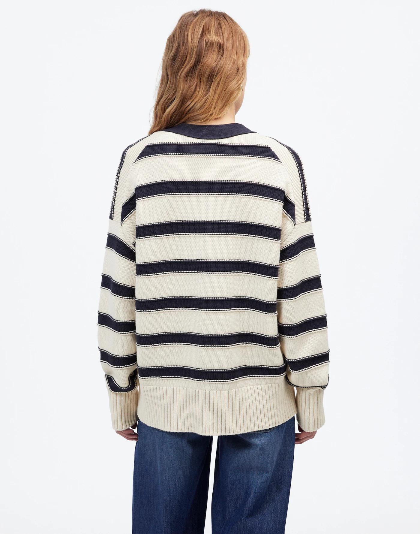 Oversized Cotton Cardigan in Stripe Product Image