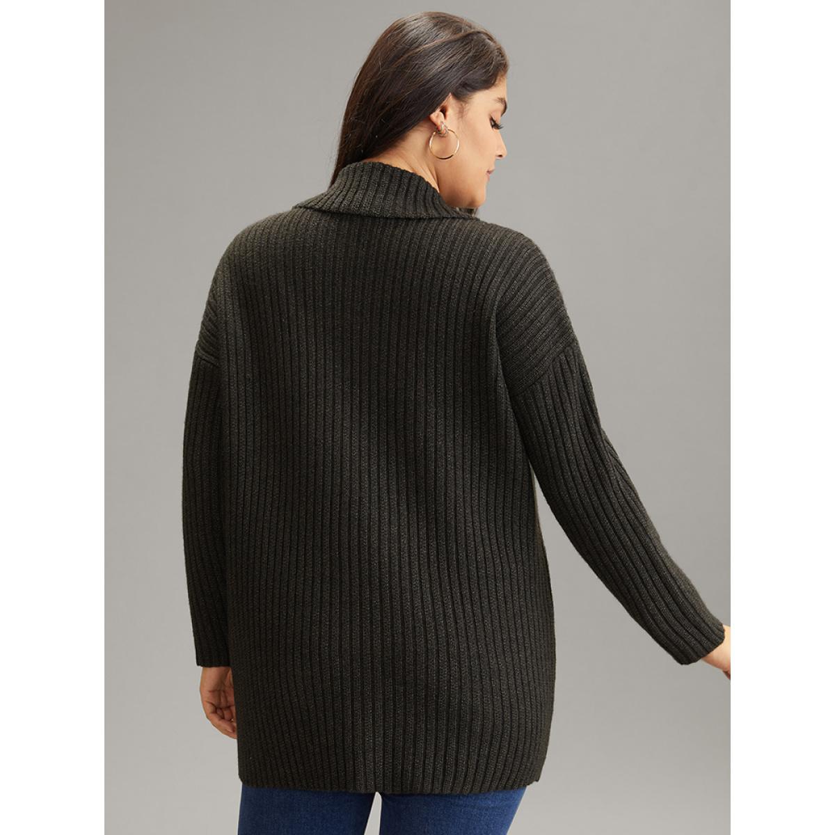 Plus Size Anti-Pilling Textured Button Up Lapel Collar Cardigan Black Women Casual Loose Long Sleeve Everyday Cardigans BloomChic 26/4X Product Image