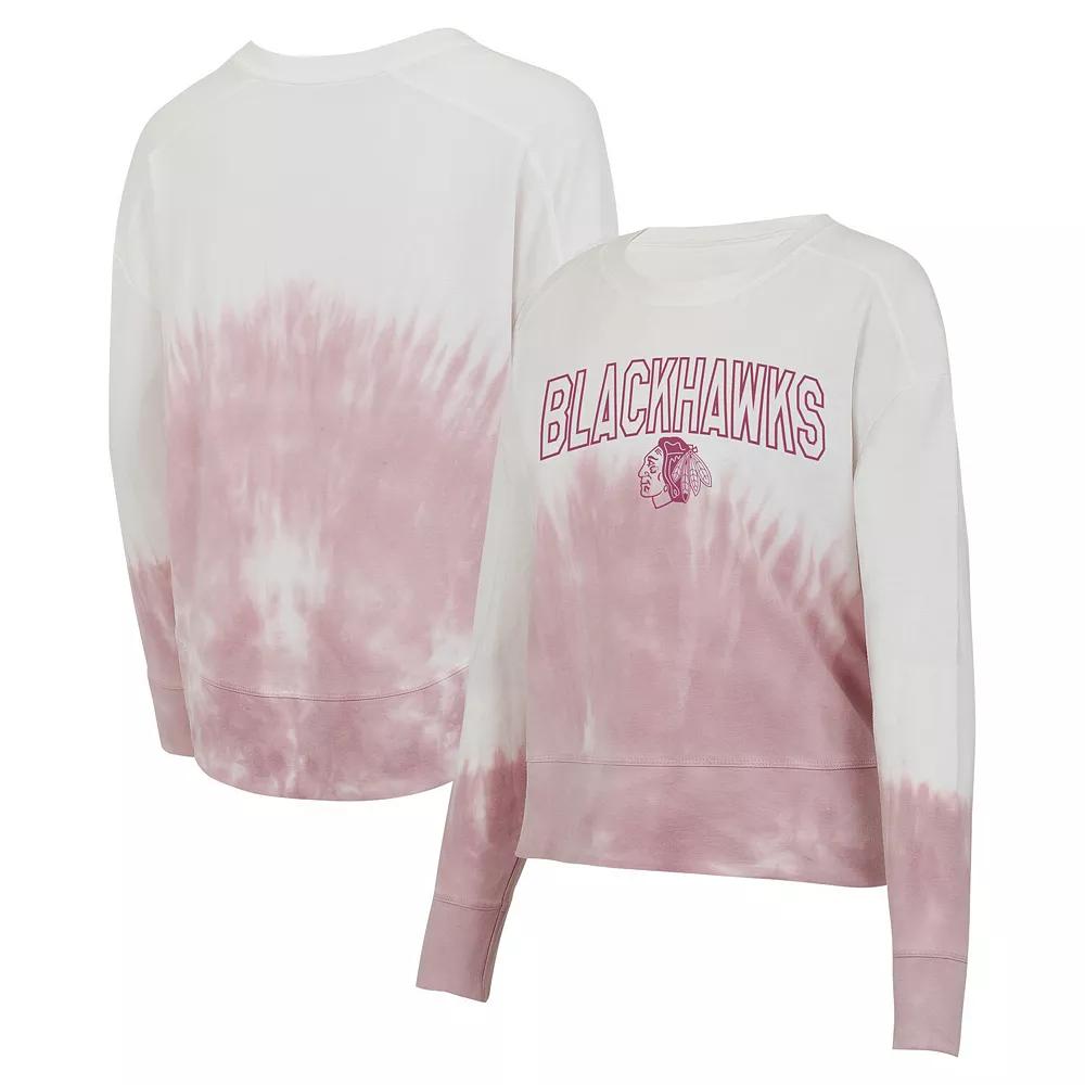 Women's Concepts Sport Pink/White Chicago Blackhawks Orchard Tie-Dye Long Sleeve T-Shirt, Size: Small Product Image