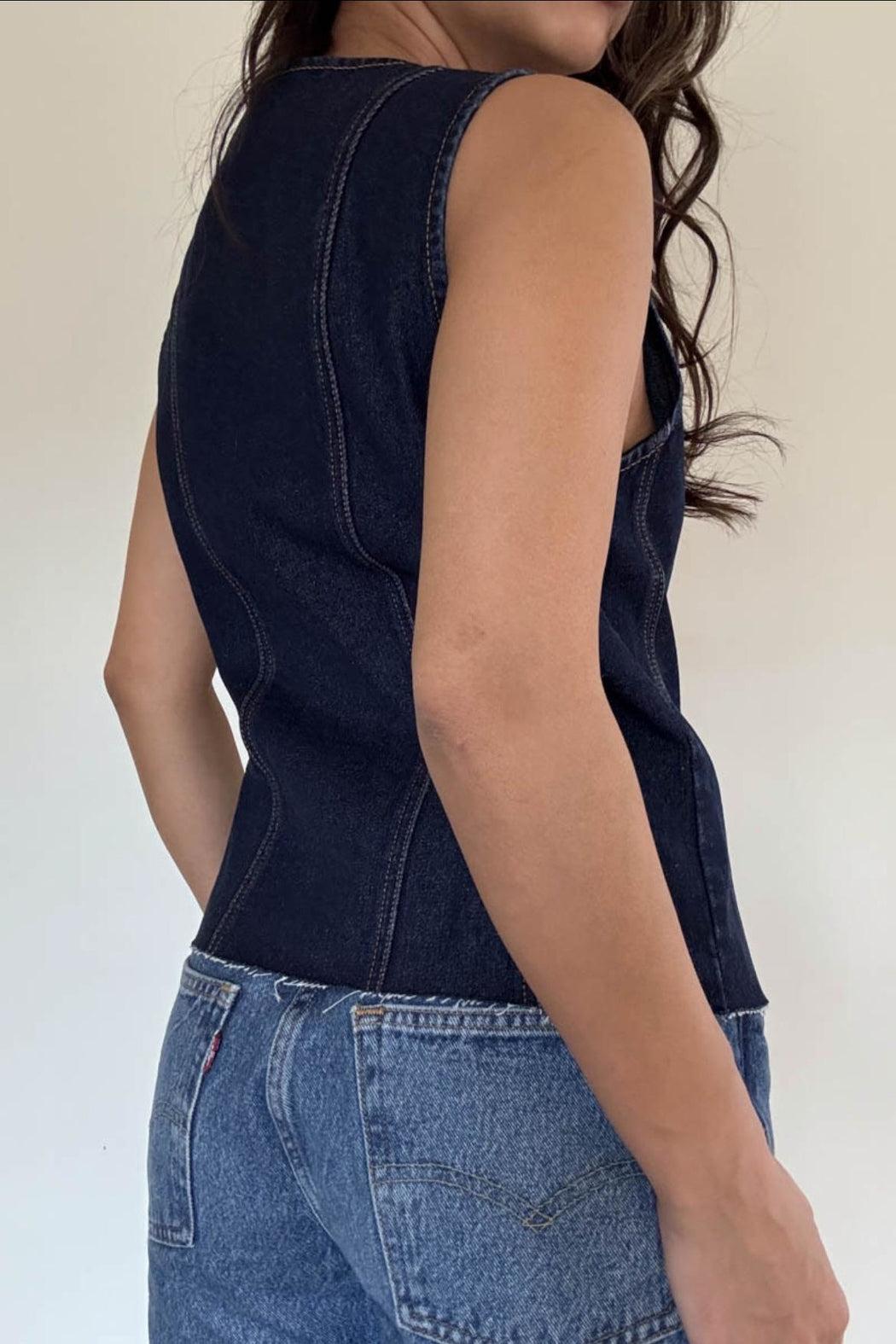Buttoned Denim Vest Product Image