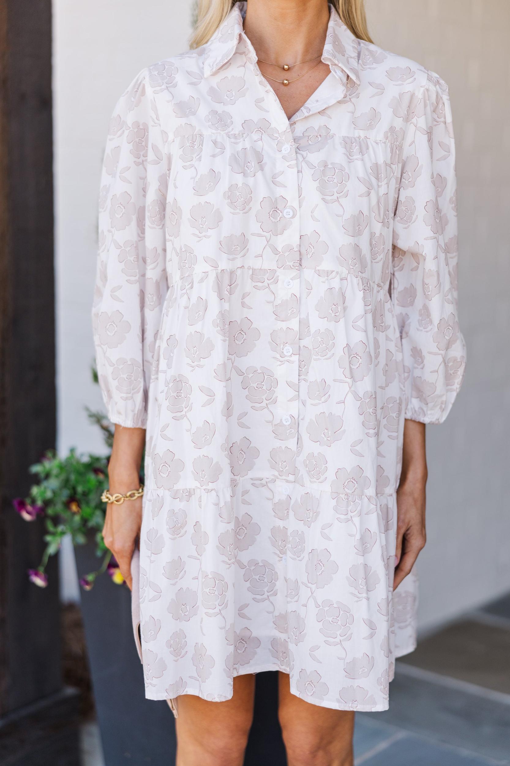 On Your Way Off White Floral Babydoll Dress Female Product Image