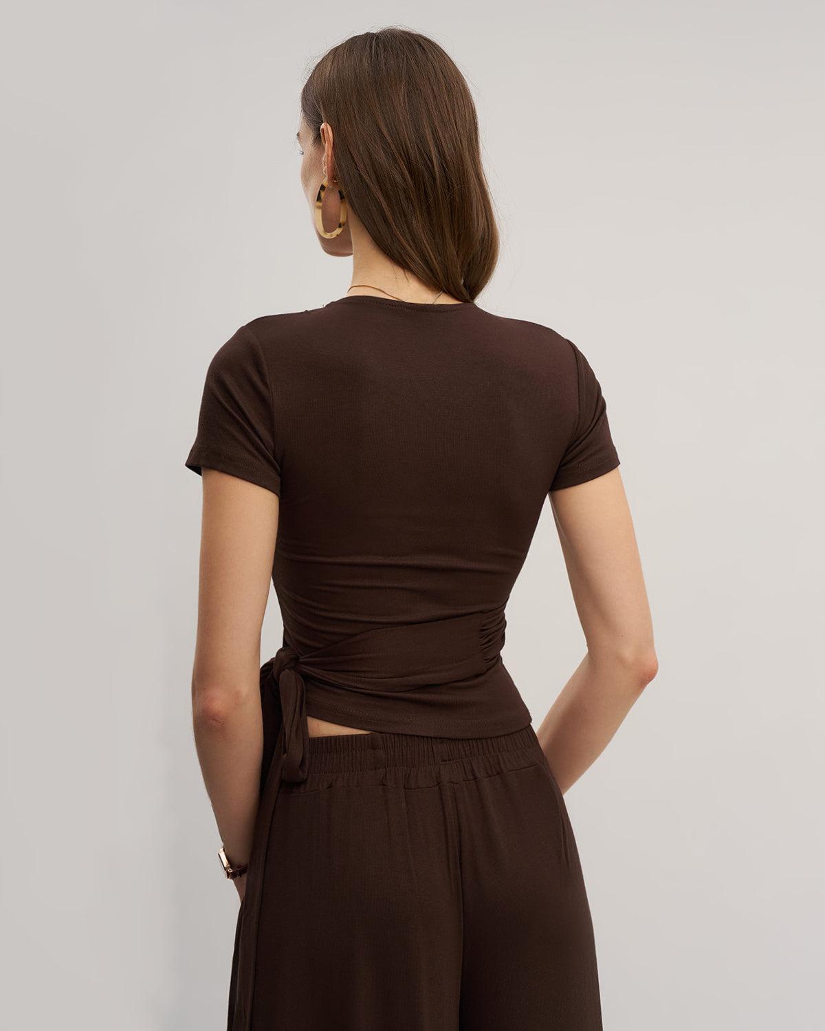 Brown Wide Leg Pants Pants Sets Product Image