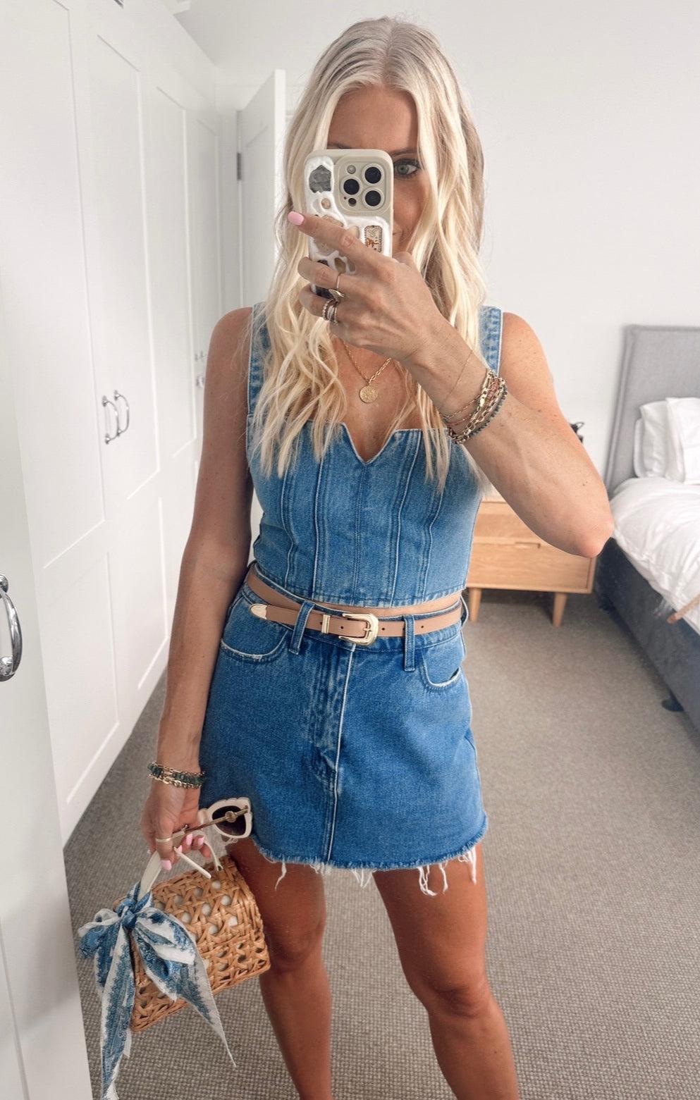 Crossroads Corset Top ~ Foggy Blue Product Image