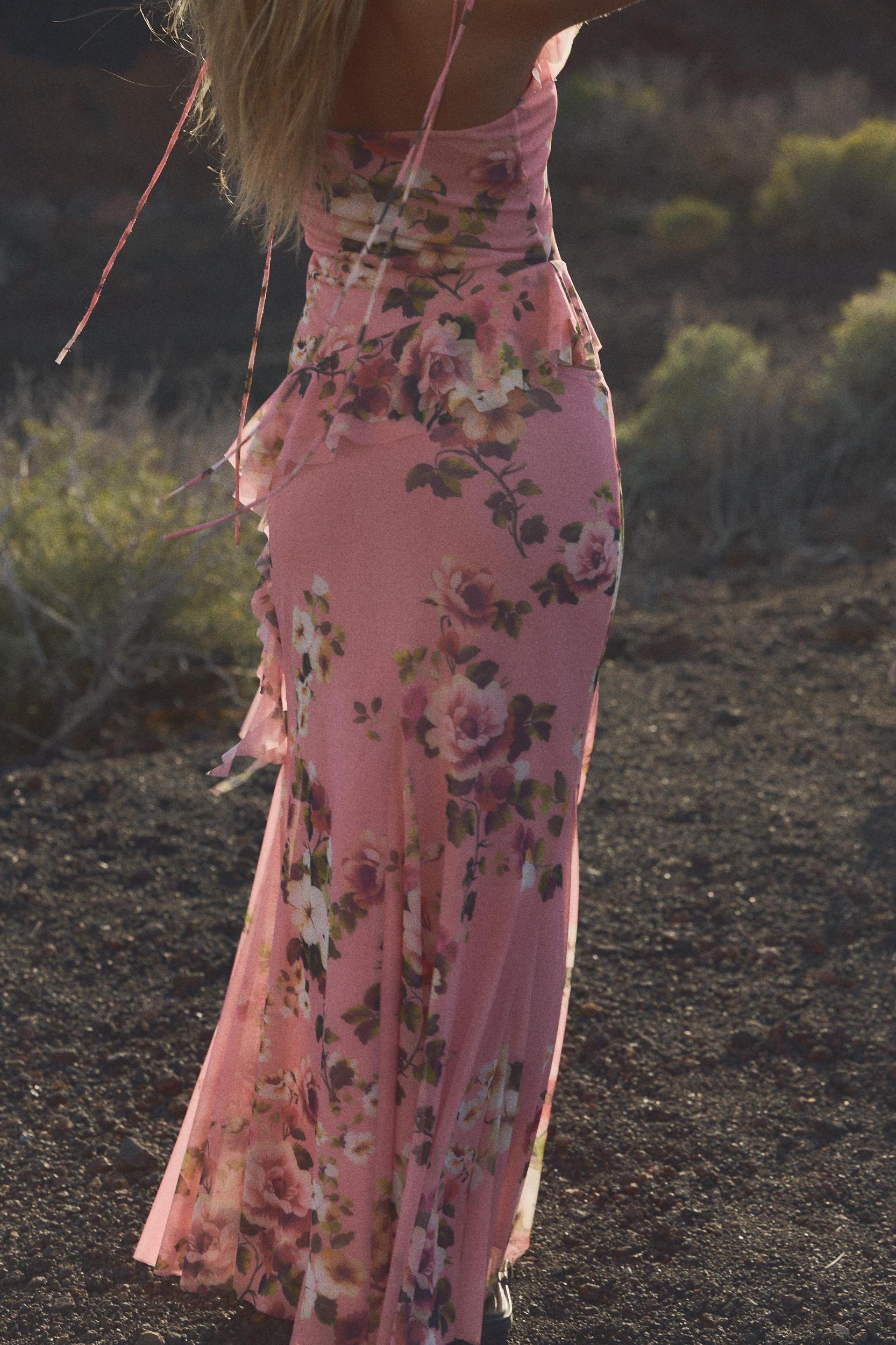 PRINTED TULLE MAXI SKIRT Product Image