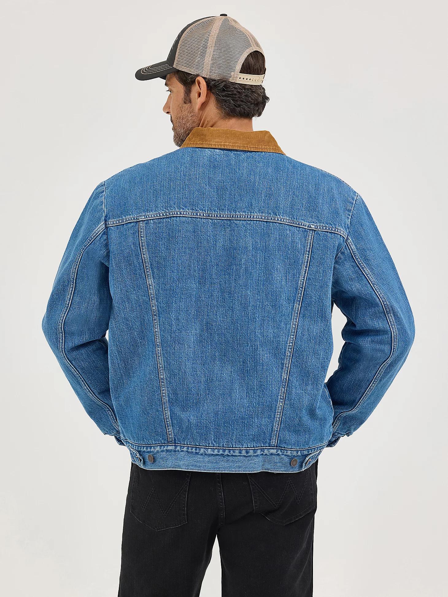 Men's Wrangler® Straight Yoke Sherpa Lined Denim Jacket in Antique Indigo Product Image