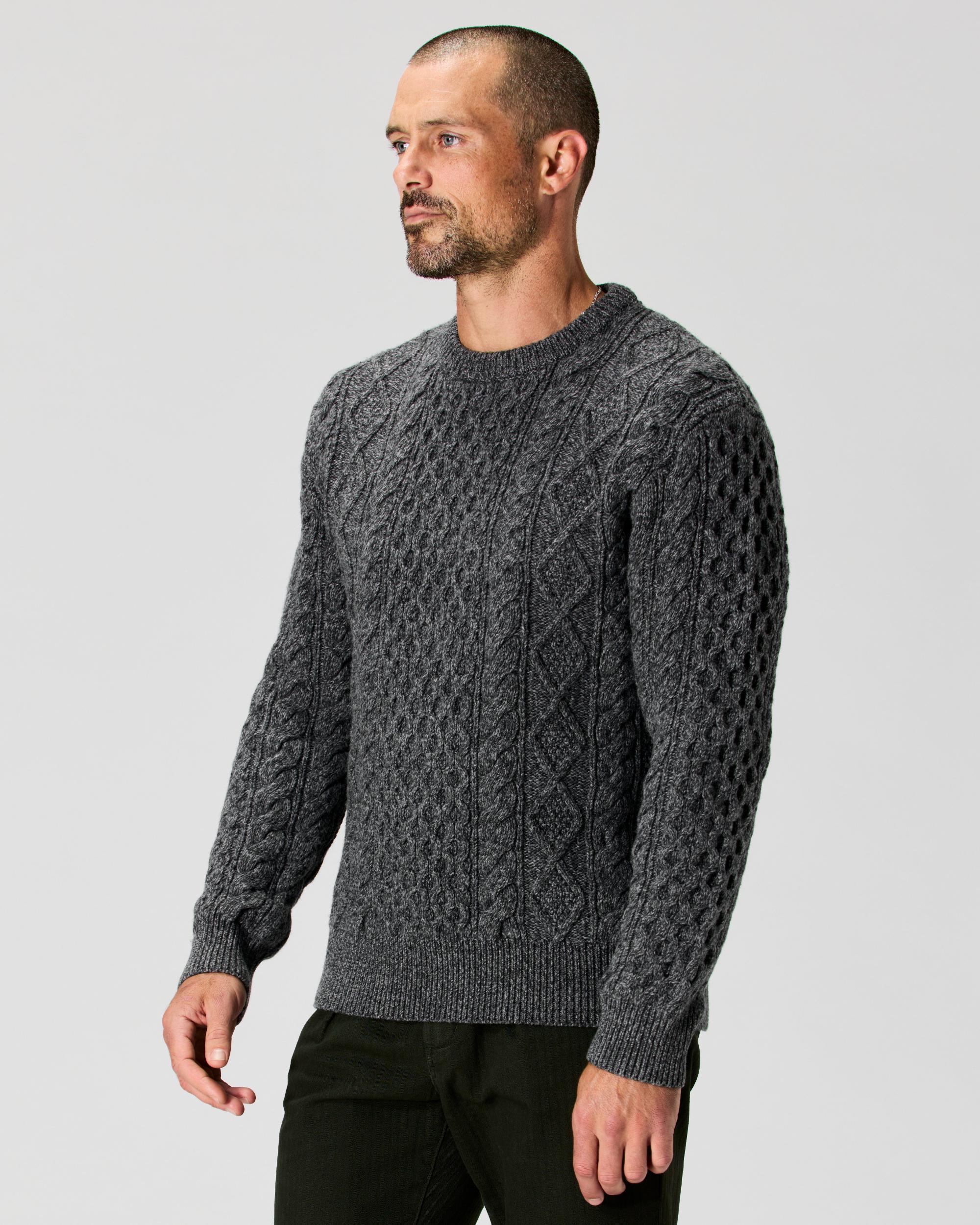 Aran Cable Knit Crewneck Sweater Product Image