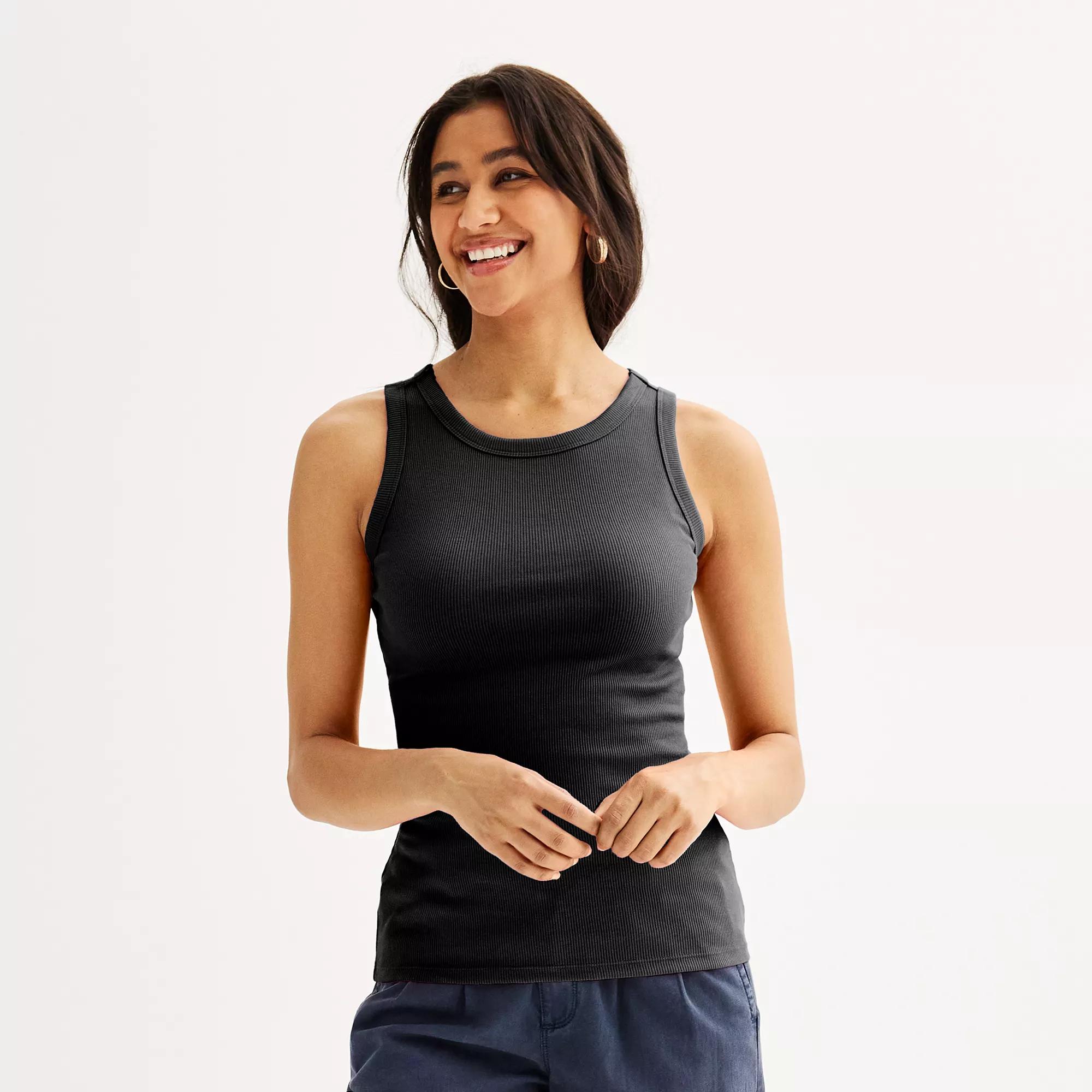 Petite Sonoma Goods For Life® High Neck Layering Tank Top, Women's, Size: XL Petite, Pitch Black Product Image