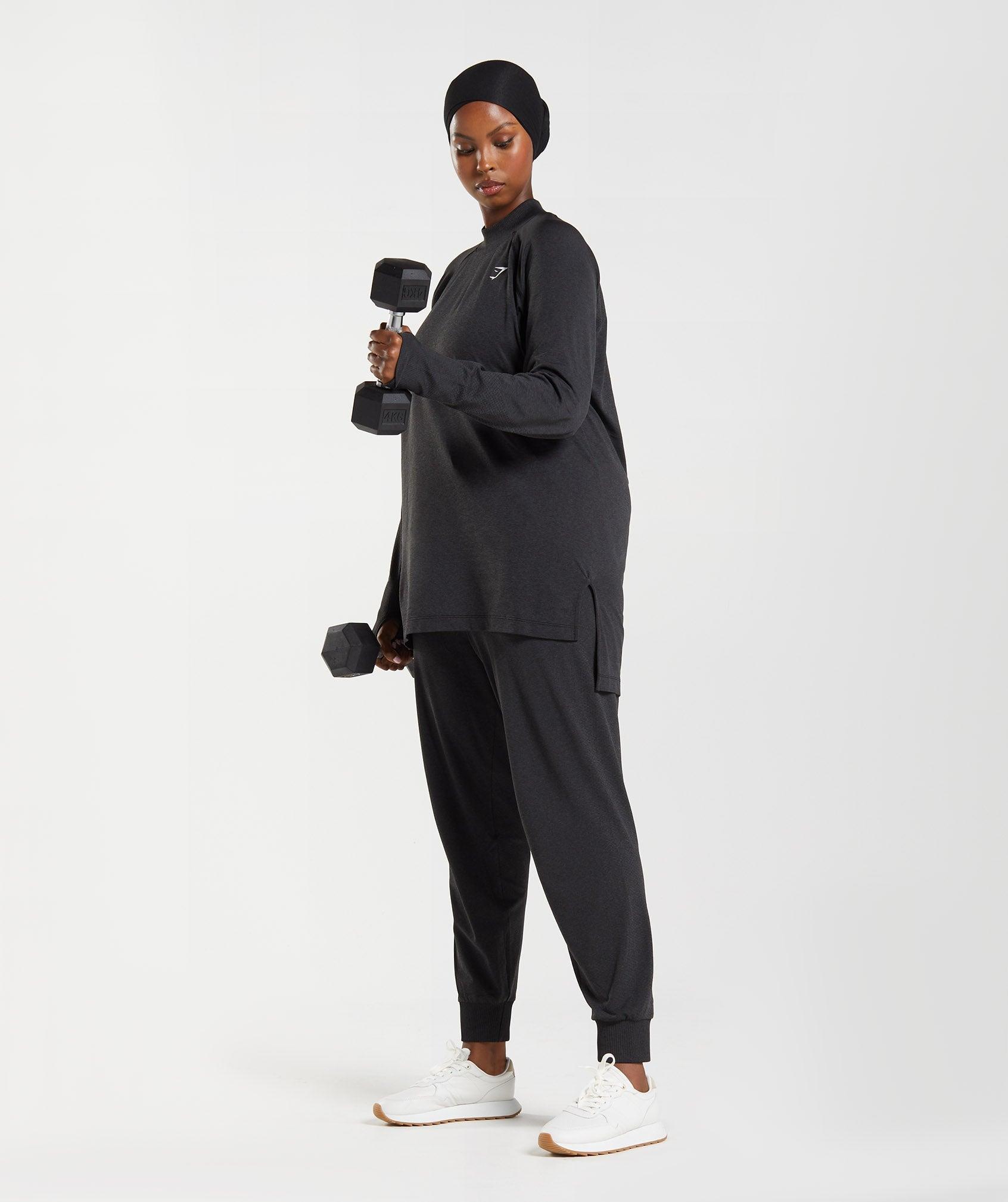 Gymshark Vital Long Line Top - Black Marl Female Product Image