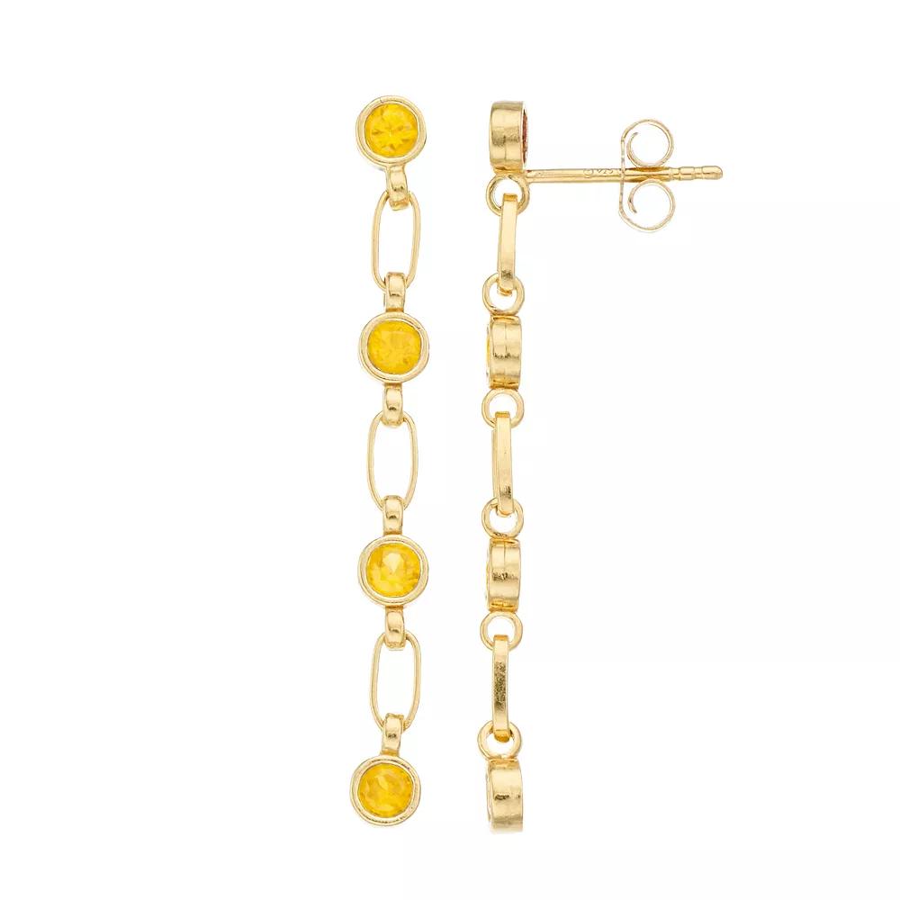 Kristen Kesho Sterling Silver Lab-Created Yellow Sapphire Link Drop Earrings, Women's, Gold Tone Product Image
