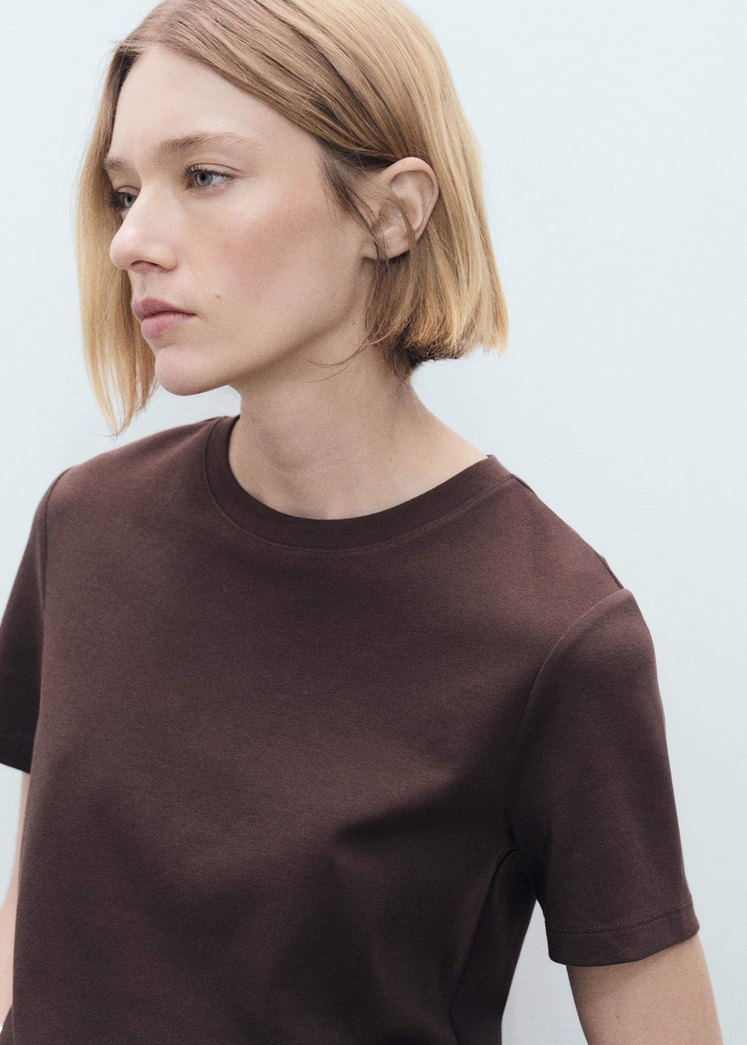 Cotton short-sleeved t-shirt - Women | MANGO USA Product Image