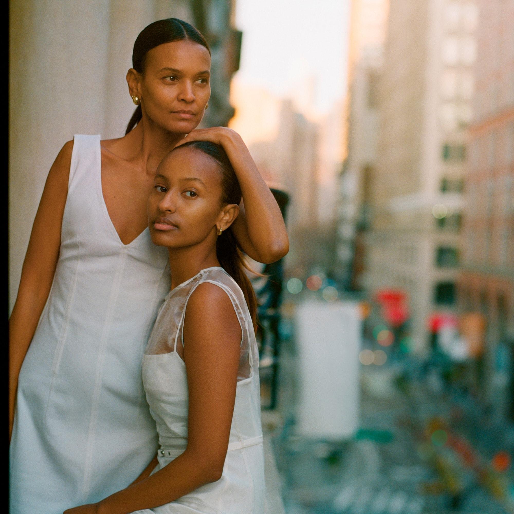 Corset midi dress in stretch twill Product Image