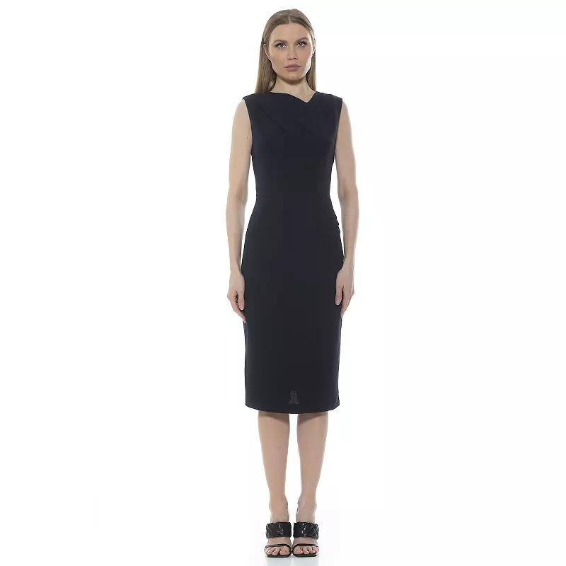 Women's ALEXIA ADMOR Khloe Ruched Midi Sheath Dress,  Product Image