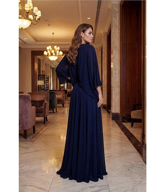 Terani Couture Deep V Neck Flowy Gown Product Image