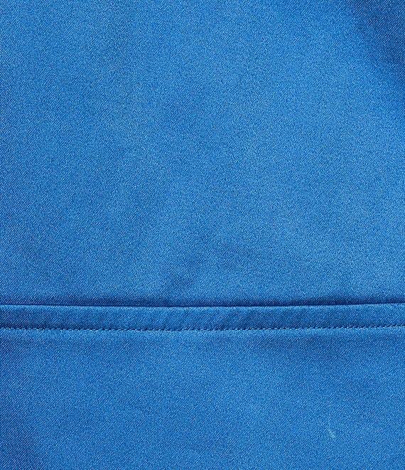 KARL LAGERFELD PARIS Cotton Sateen Point Collar Short Sleeve Pocketed Belted Midi Dress Product Image