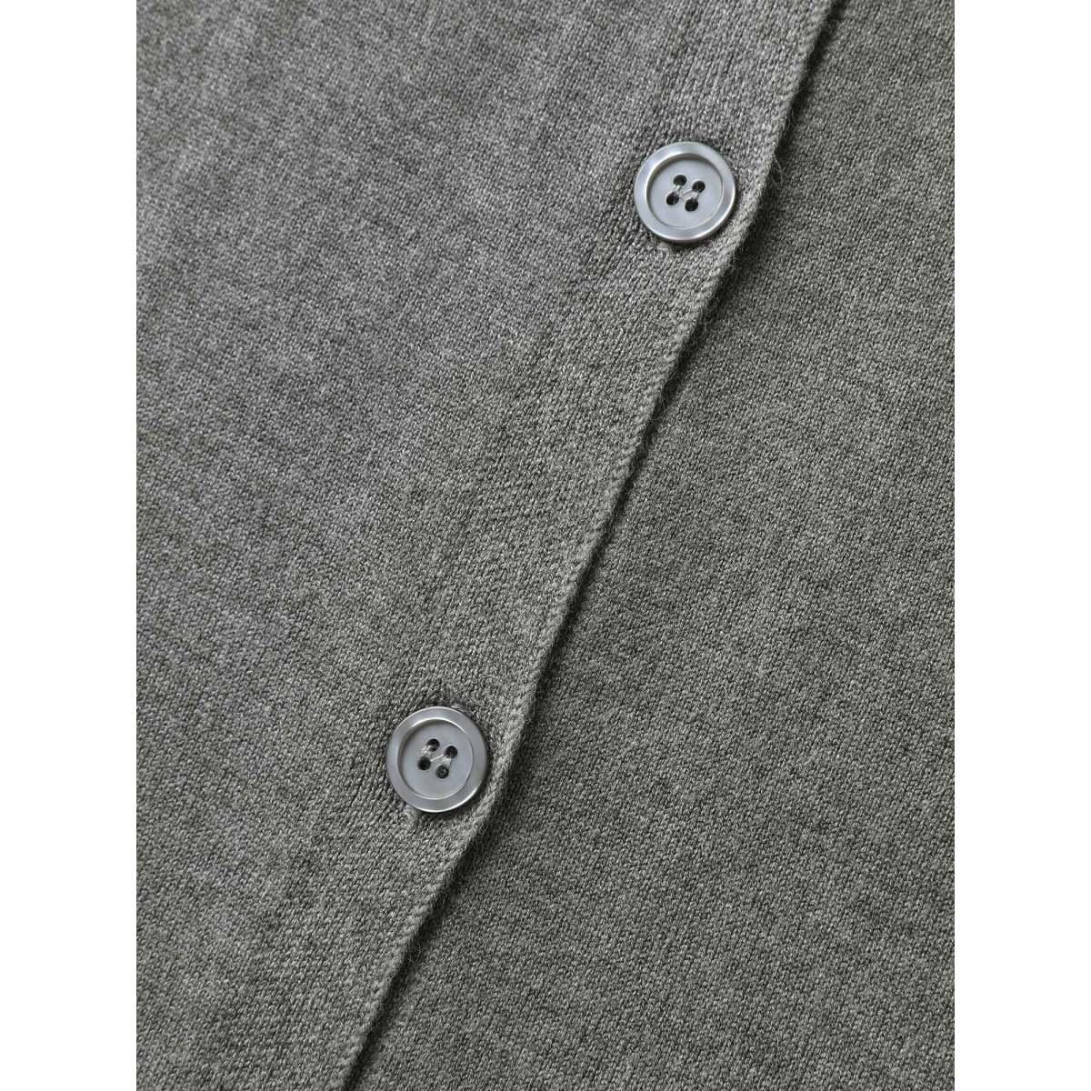 Plus Size Supersoft Button Round Neck Lightweight Cardigan DarkGray Women Leisure Loose Long Sleeve Casual Cardigans BloomChic 10/M Product Image