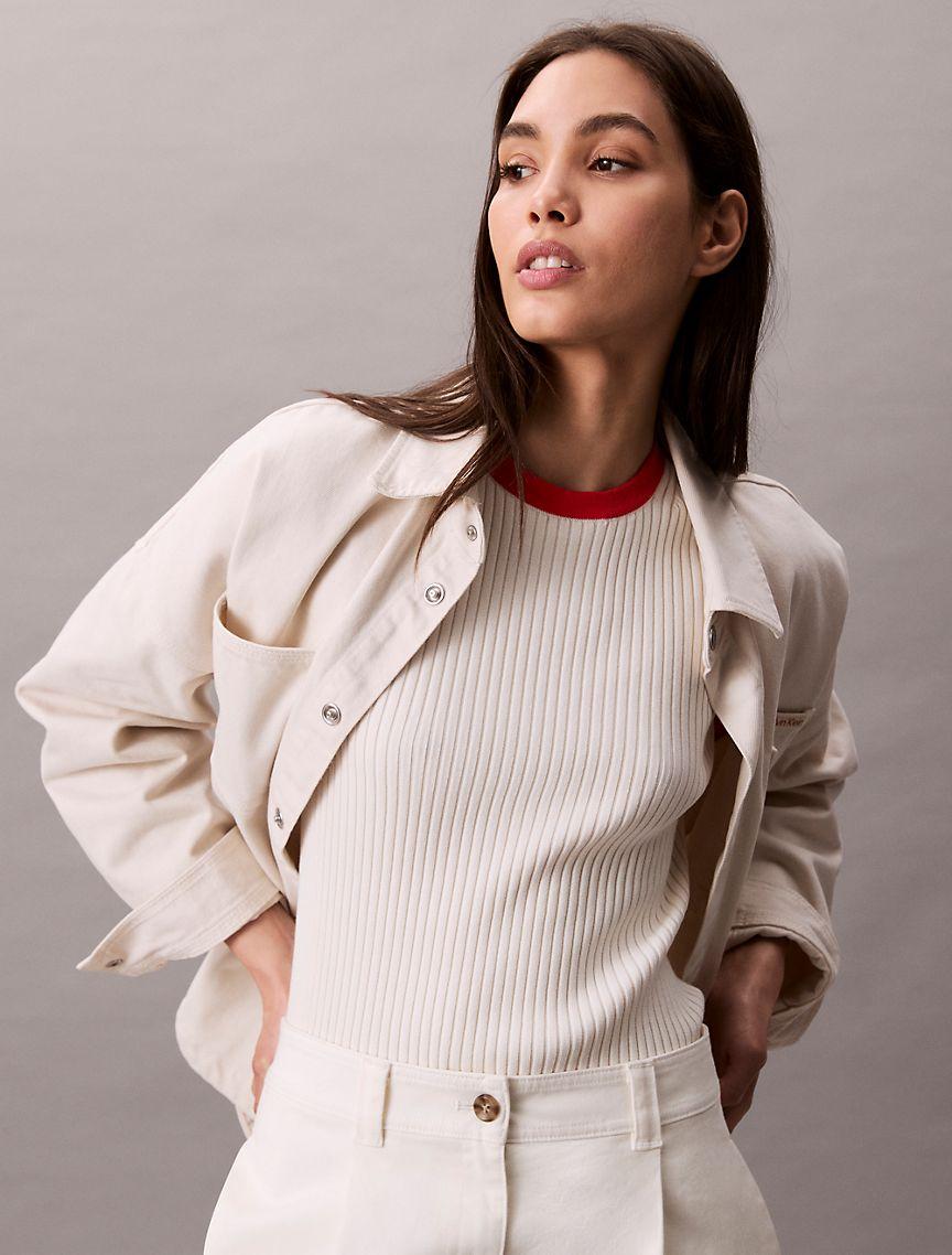 Cotton Ribbed Slim T-Shirt  Product Image