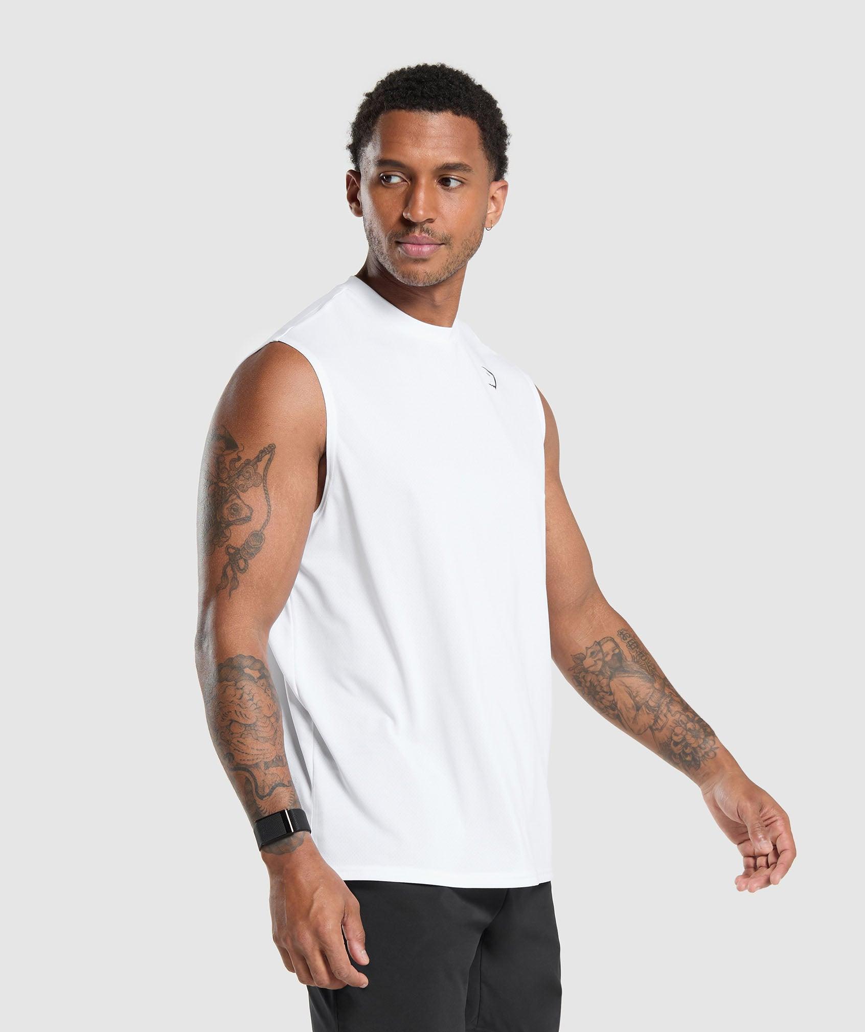 Gymshark Arrival Oversized Tank - White Male Product Image