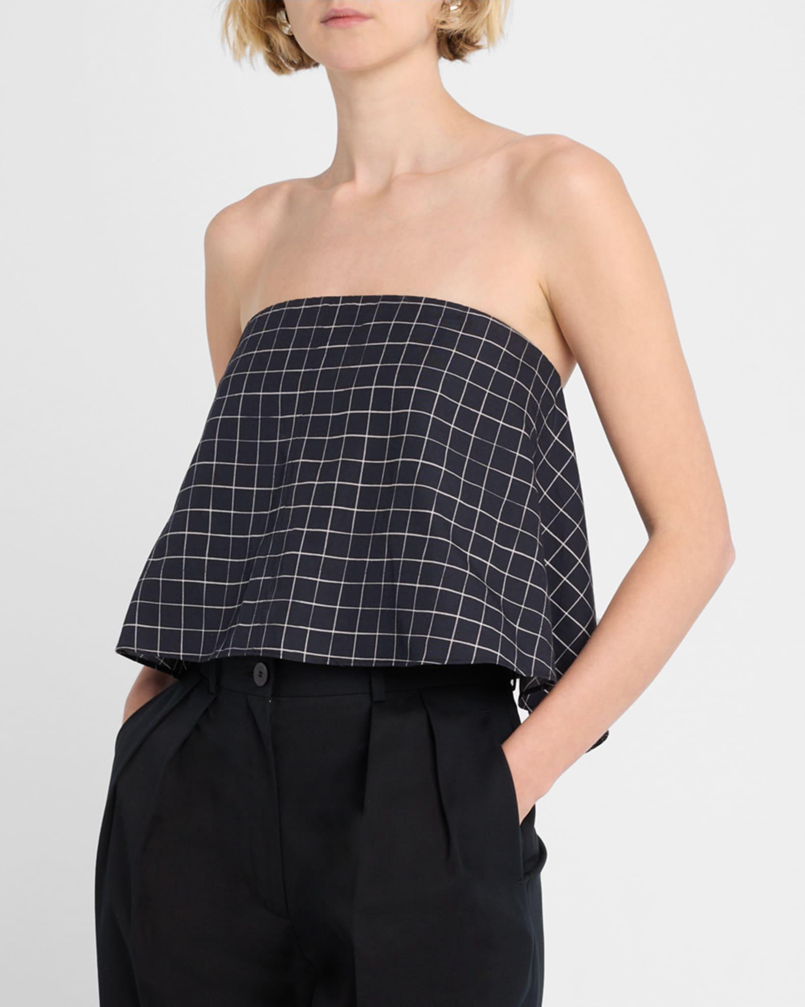 Strapless Tie-Back Plaid Top Product Image