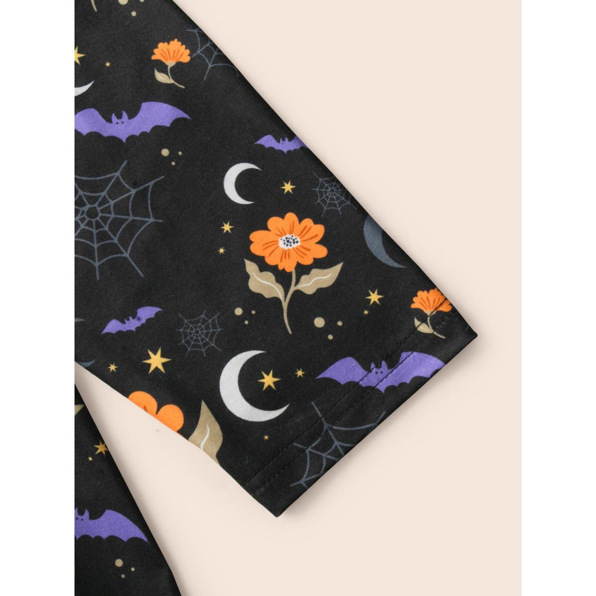 Plus Size Floral Knit V-Neck Halloween T-shirt Black Women Casual Non Halloween V-neck Everyday T-shirts BloomChic 22-24/3X Product Image