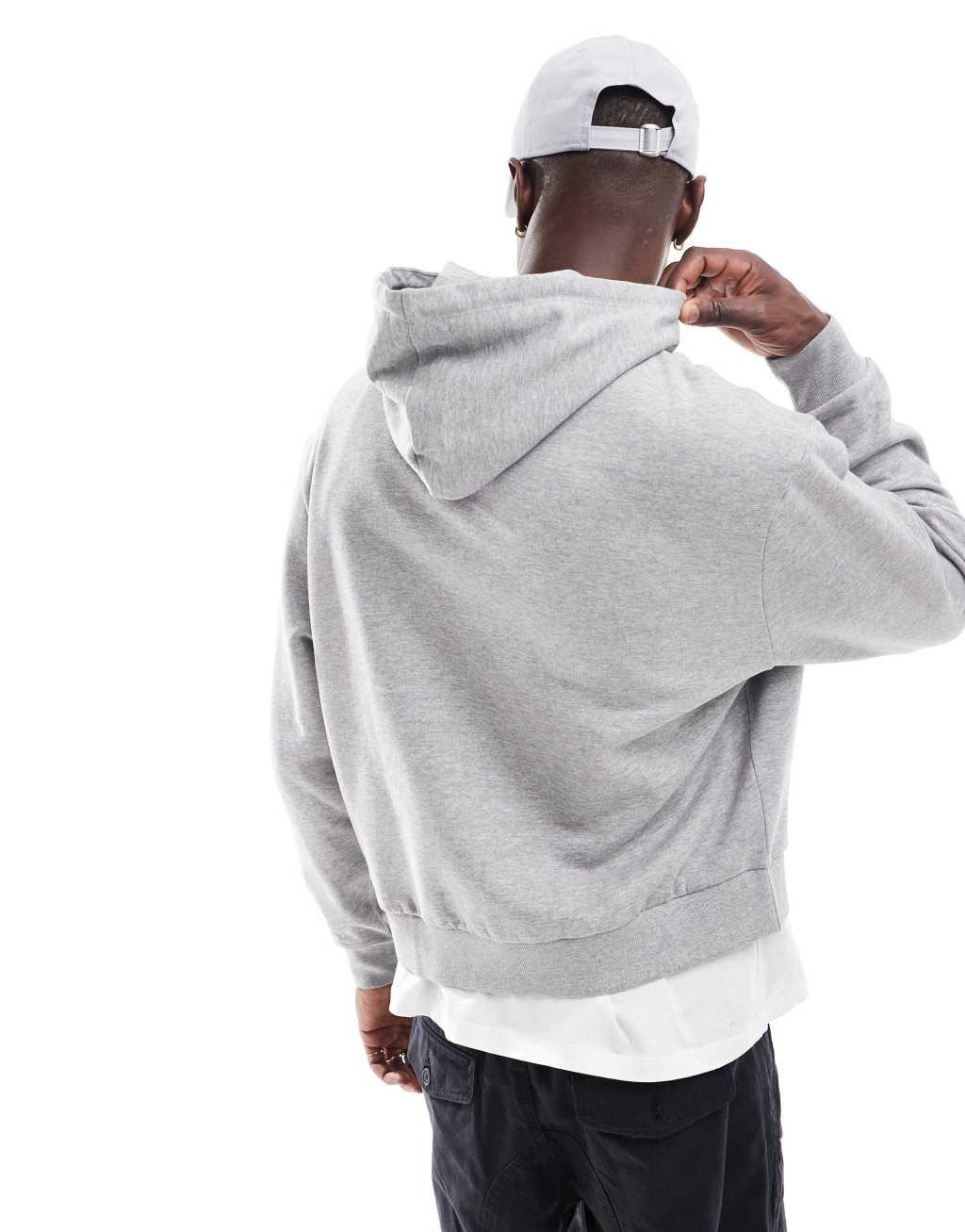 ASOS DESIGN essential boxy oversized zip up hoodie in heather gray Product Image